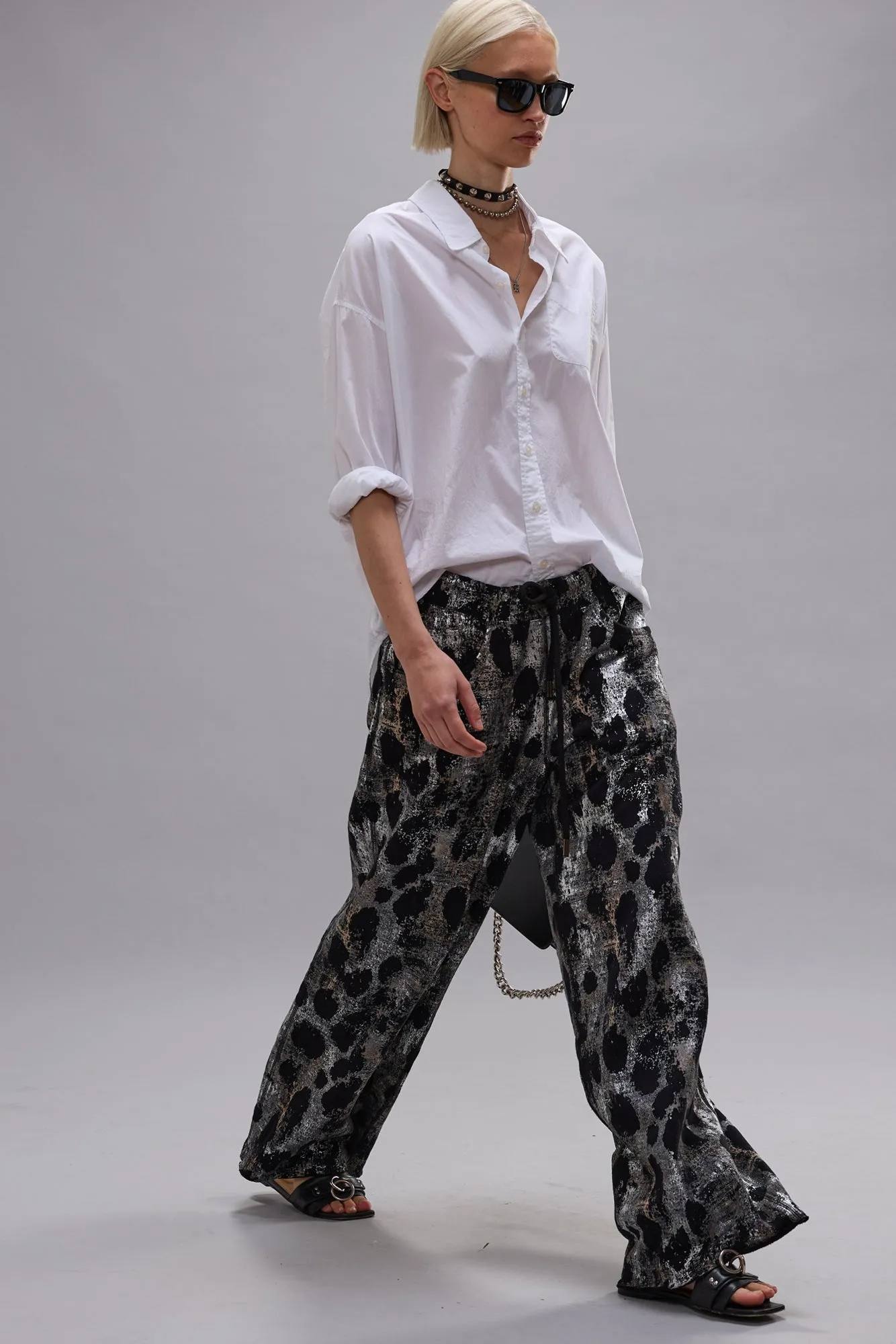 RELAXED SWEATPANT - SILVER LEOPARD ON BLACK sold by R13 product image thumbnail 3