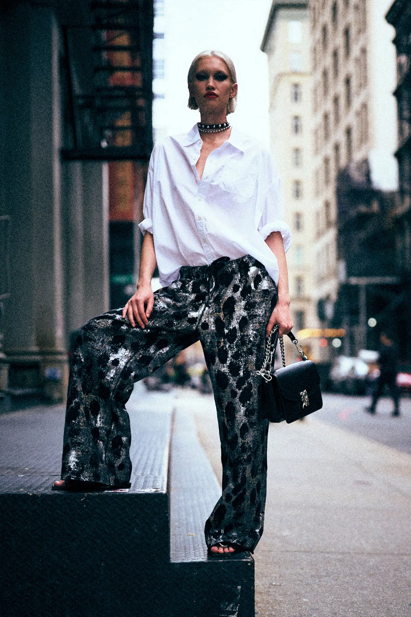 RELAXED SWEATPANT - SILVER LEOPARD ON BLACK sold by R13