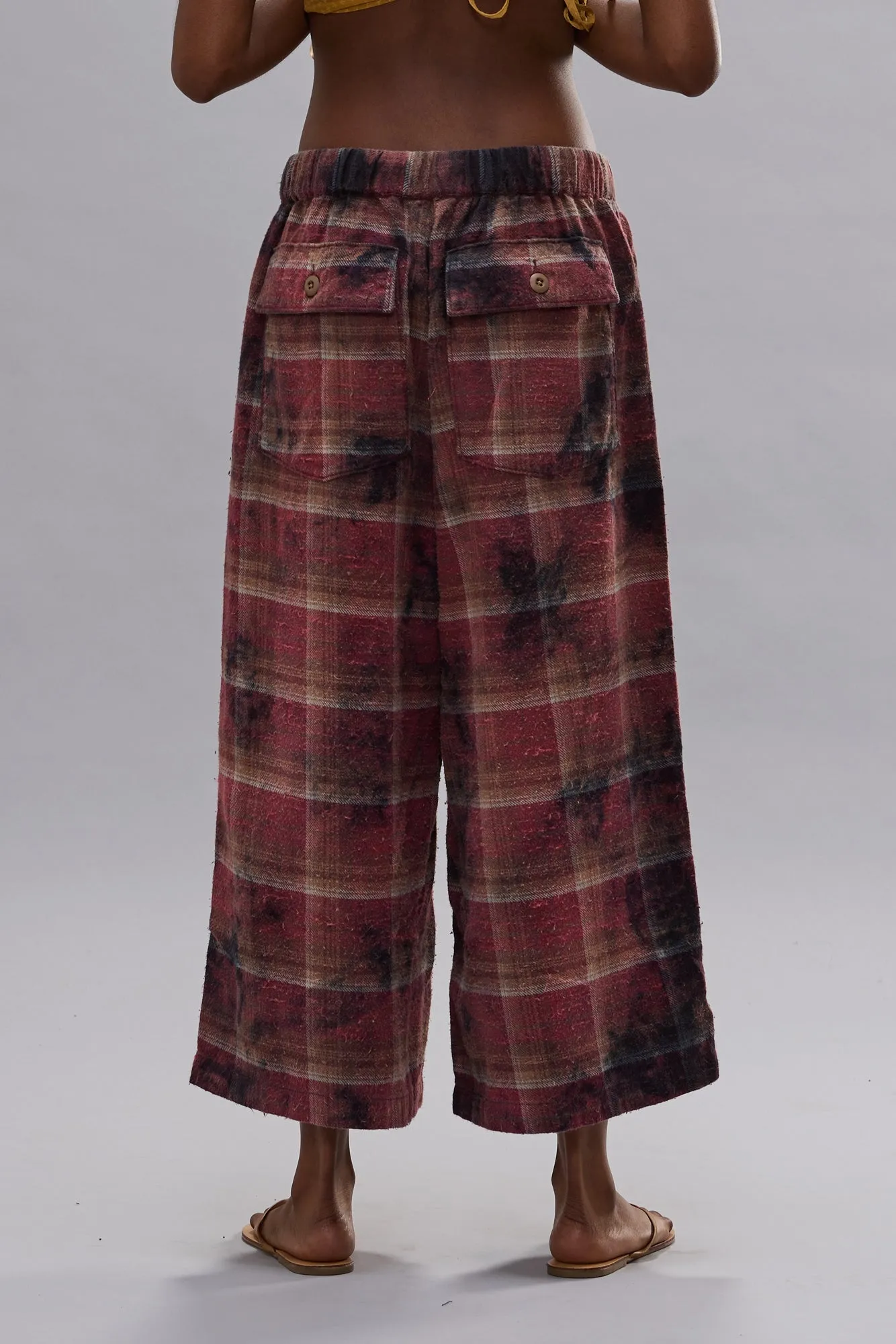 CROPPED WIDE LEG UTILITY PANT - OVERDYED PURPLE PLAID sold by R13 product image thumbnail 4