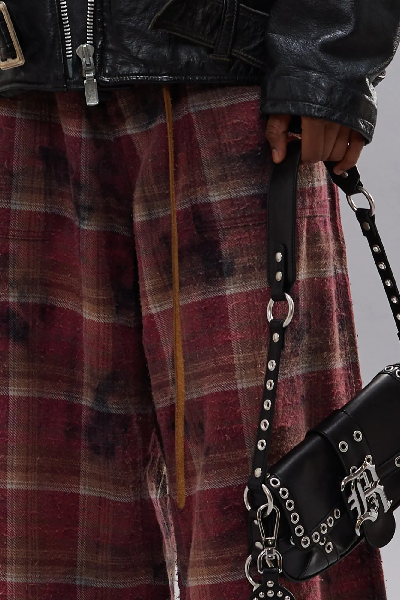 CROPPED WIDE LEG UTILITY PANT - OVERDYED PURPLE PLAID sold by R13 product image thumbnail 2