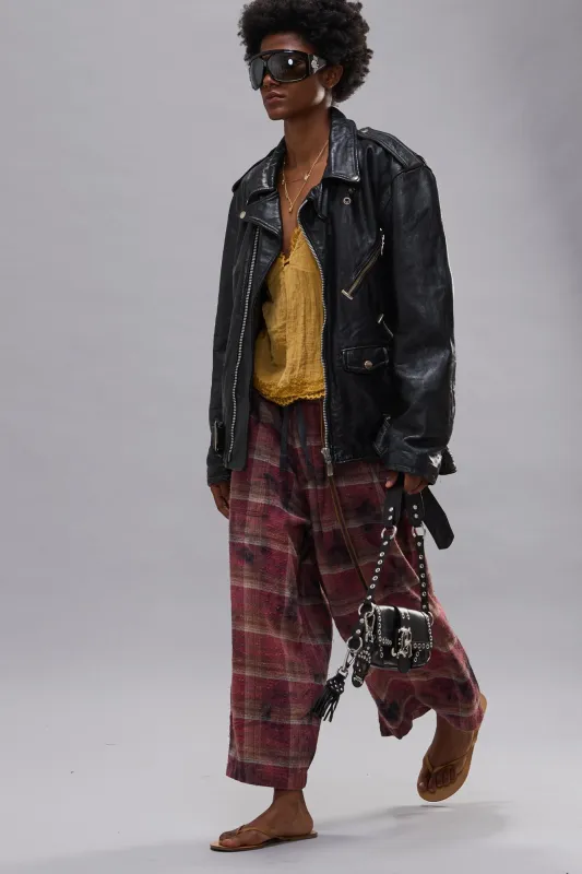 CROPPED WIDE LEG UTILITY PANT - OVERDYED PURPLE PLAID sold by R13