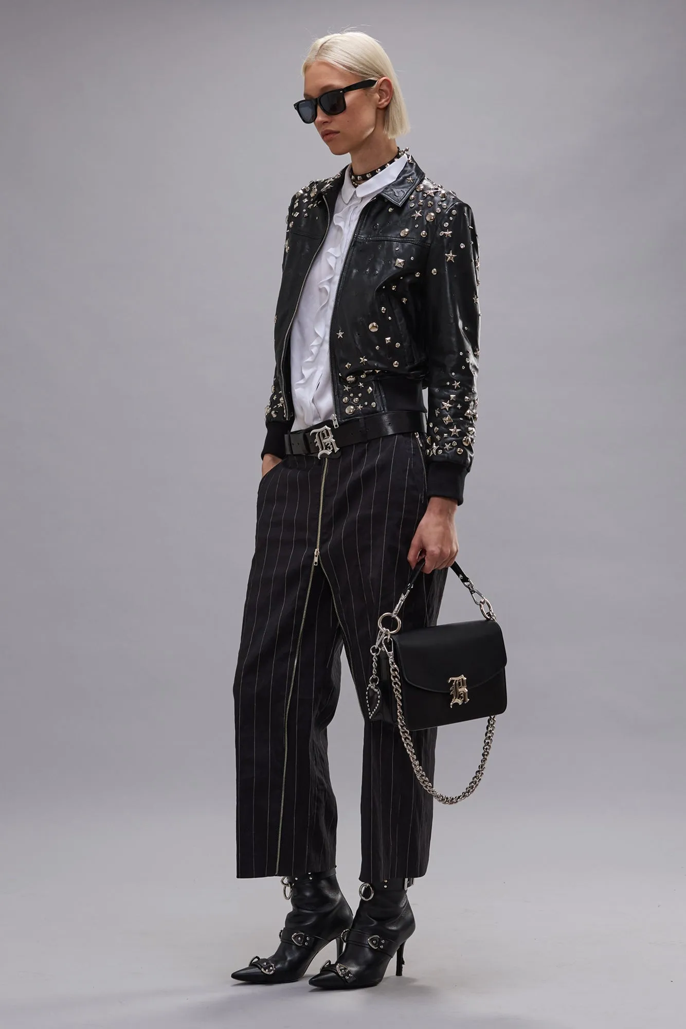 BERLIN LEATHER JACKET - BLACK WITH STUDS sold by R13 product image thumbnail 3