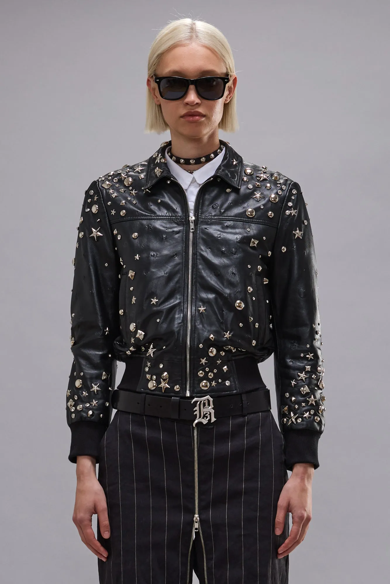 BERLIN LEATHER JACKET - BLACK WITH STUDS sold by R13 product image thumbnail 4