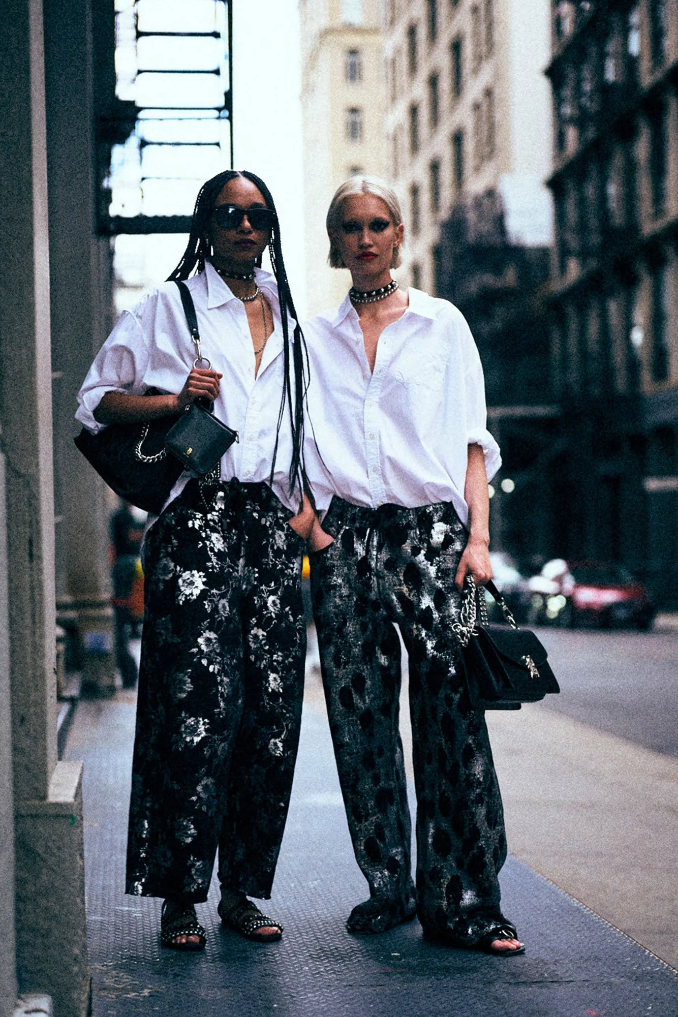 CROPPED PLEATED SWEATPANT - SILVER FLORAL ON BLACK sold by R13 product image thumbnail 3