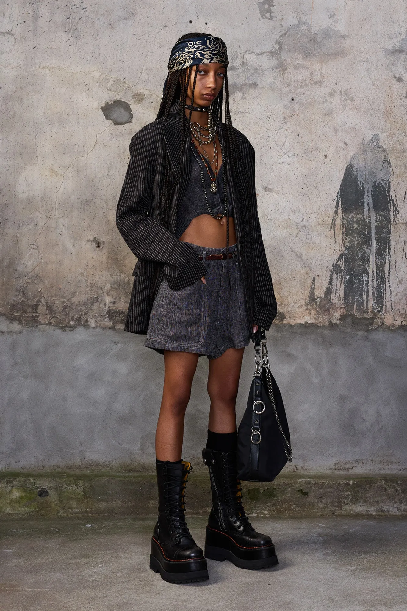 3/4 SLEEVE TWISTED FRONT CARDIGAN - CHARCOAL GREY sold by R13 product image thumbnail 2