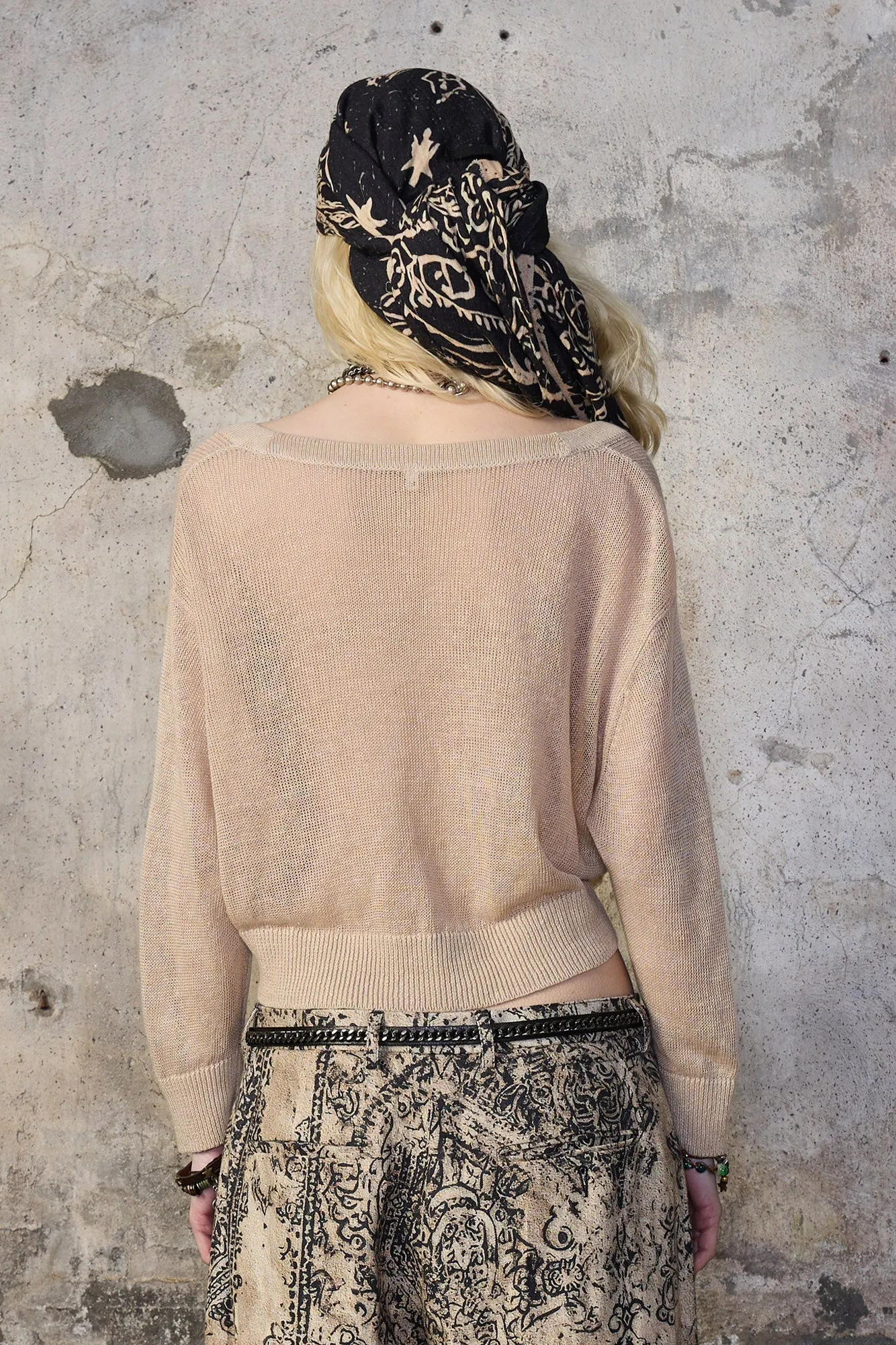 3/4 SLEEVE TWISTED FRONT CARDIGAN - LIGHT KHAKI sold by R13 product image thumbnail 4