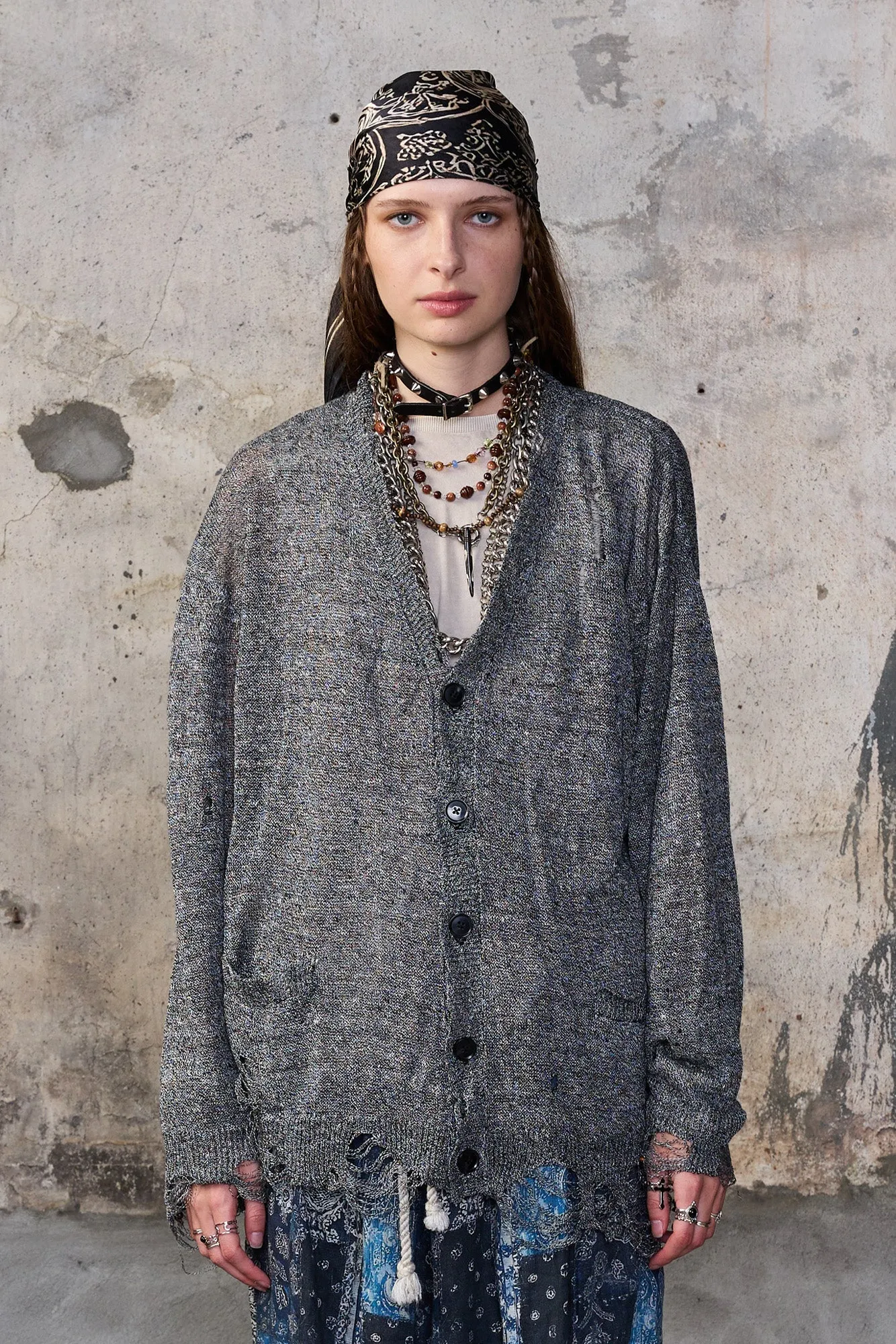 BOYFRIEND CARDIGAN - BLACK MULTI sold by R13 product image thumbnail 3