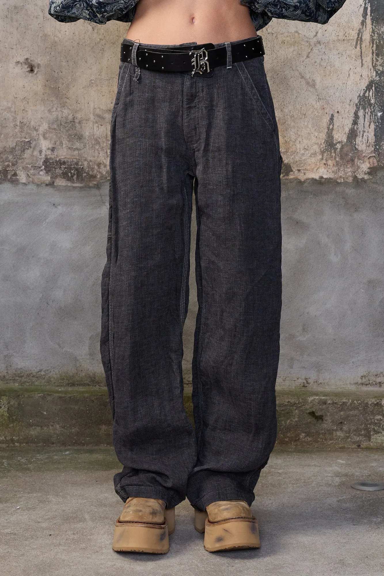 Carpenter Pant - Charcoal Grey Linen sold by R13 product image thumbnail 2