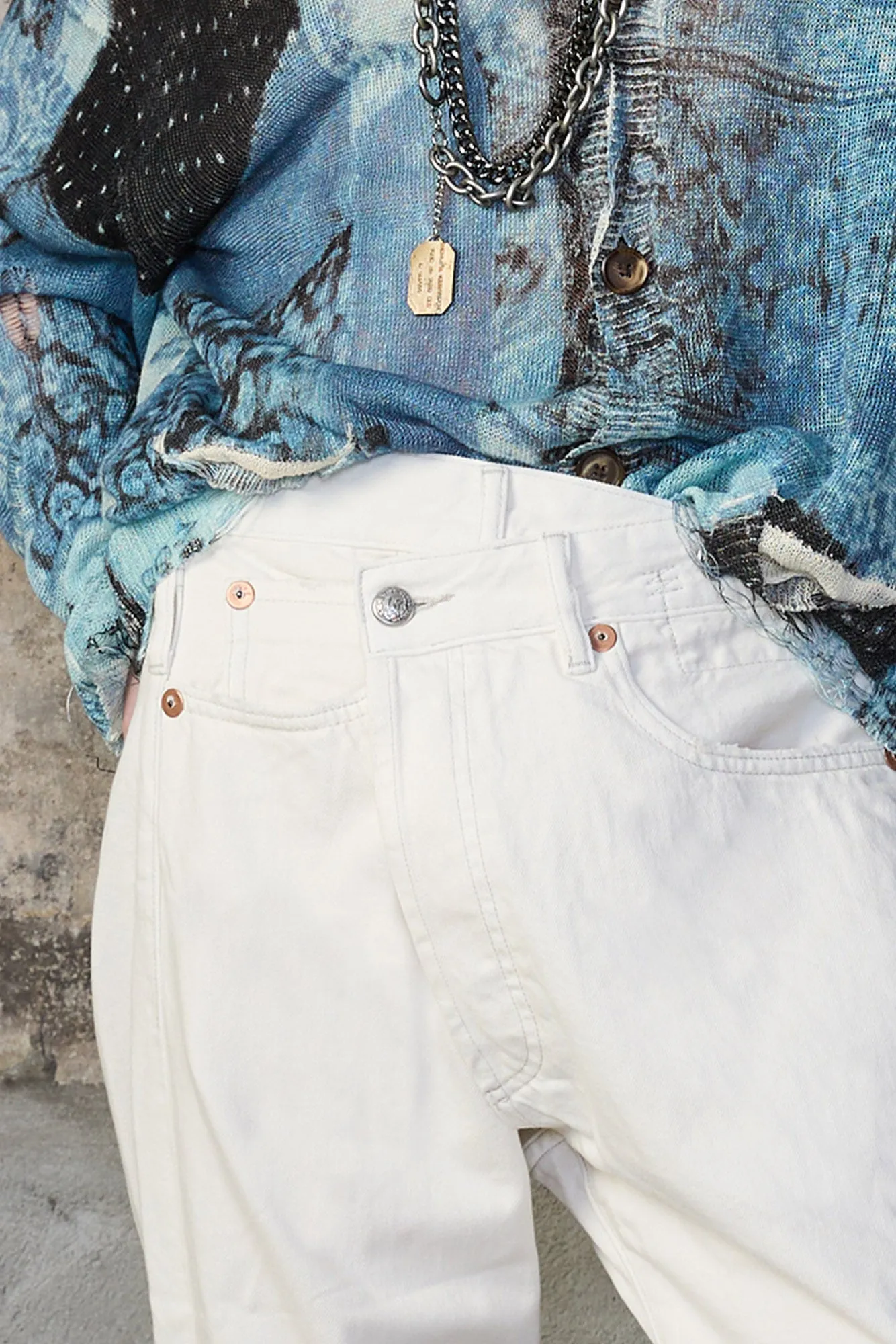 CUFFED CROSSOVER - CEMENT WHITE sold by R13 product image thumbnail 2