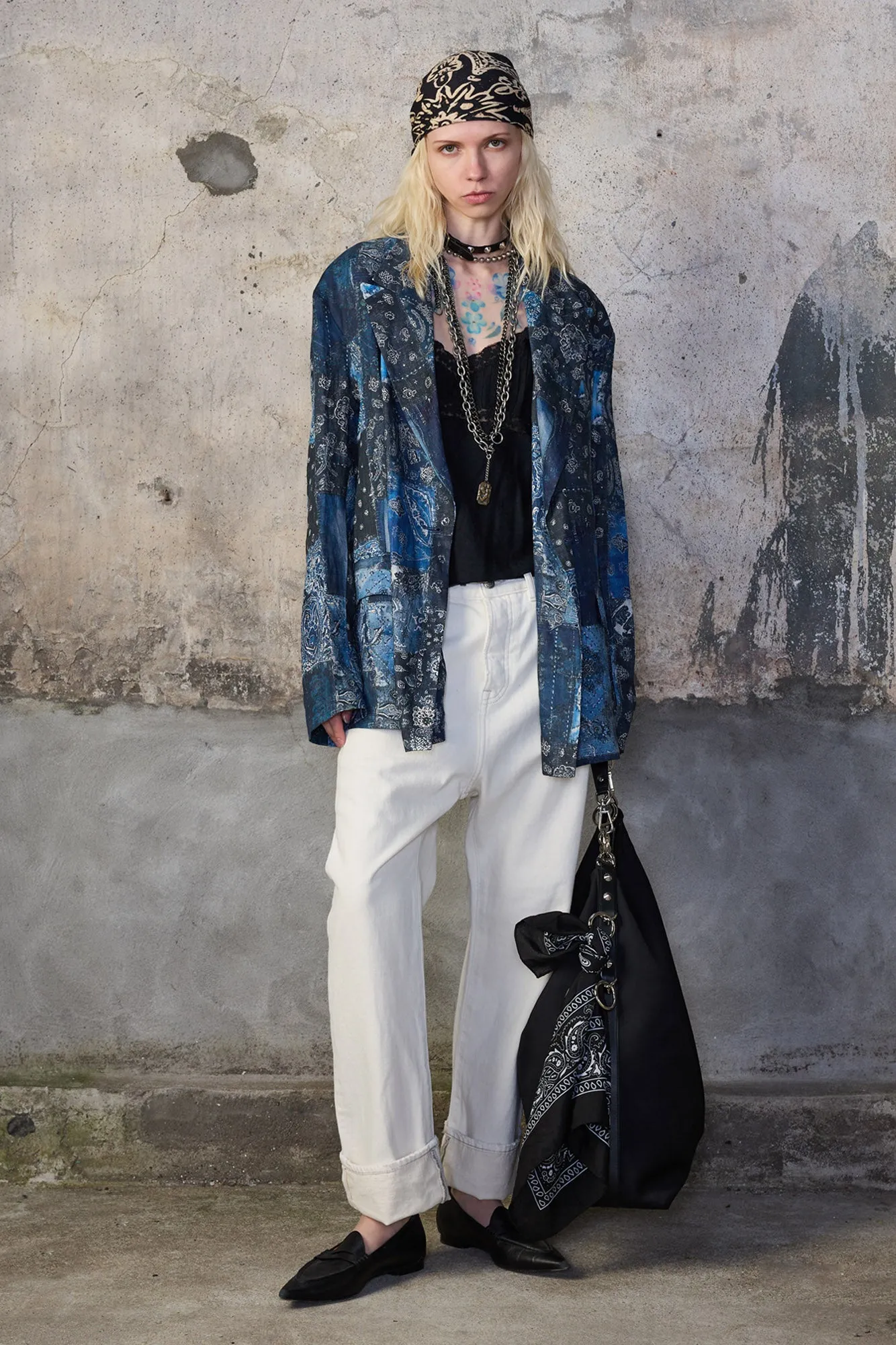 CUFFED TAILORED DROP - CEMENT WHITE sold by R13