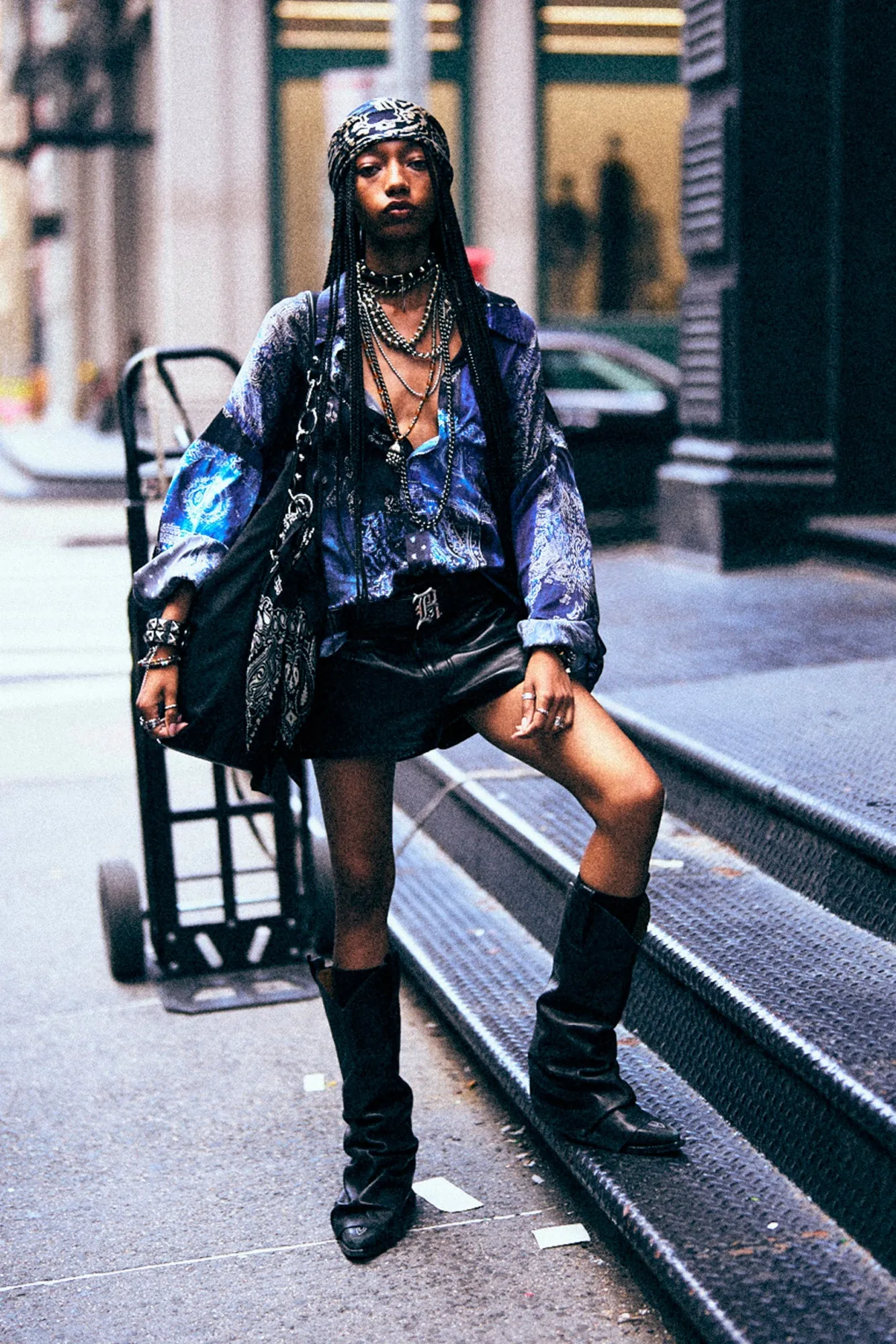 DROP NECK SHIRT - BLUE MULTI BANDANA PRINT sold by R13 product image thumbnail 2