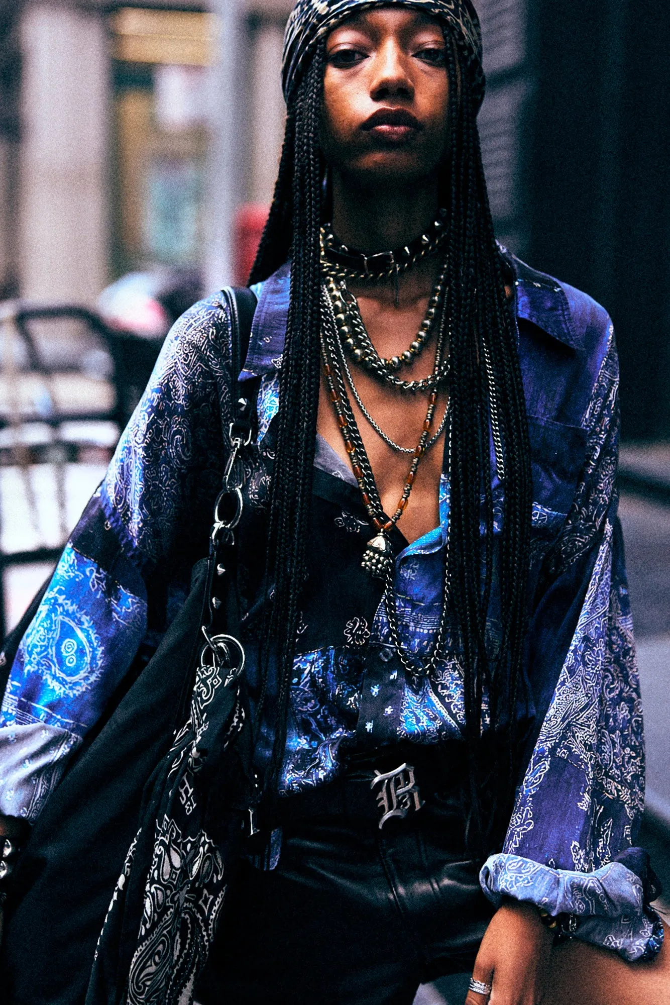 DROP NECK SHIRT - BLUE MULTI BANDANA PRINT sold by R13 product image thumbnail 3