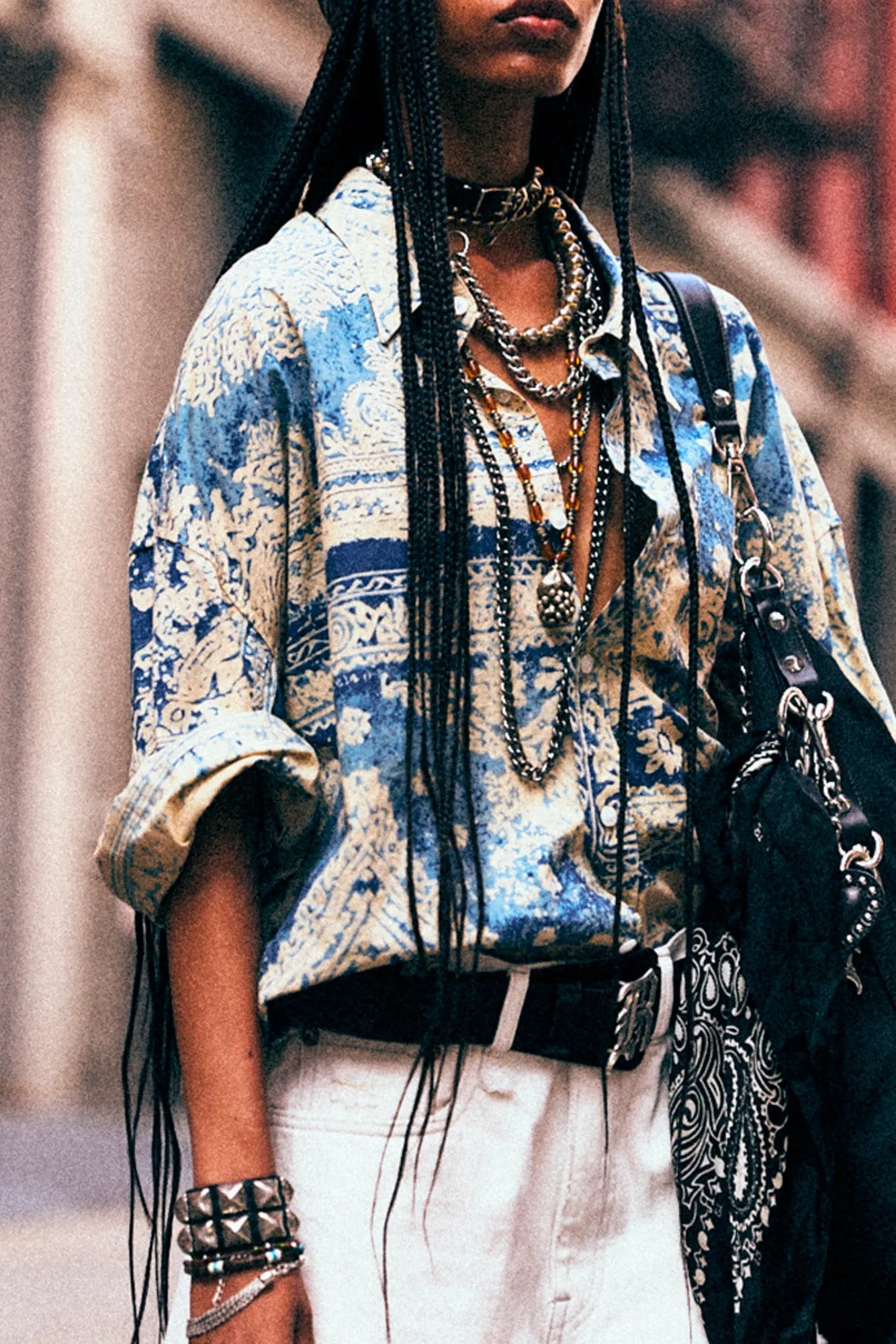 DROP NECK SHIRT - BLUE FOUR BANDANA PRINT sold by R13 product image thumbnail 3