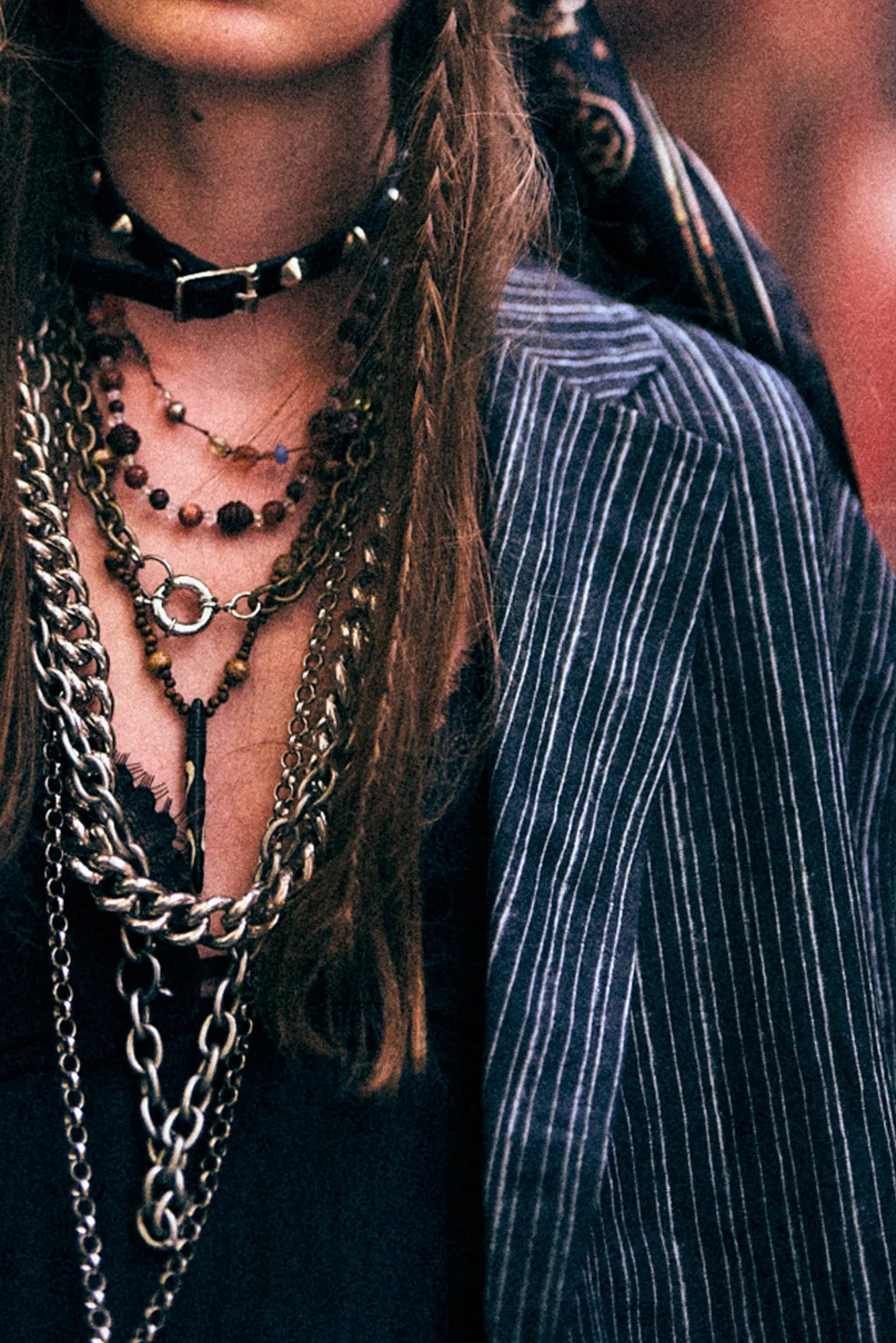 ELONGATED OVERSIZED RAGGED BLAZER - DARK GREY STRIPE sold by R13 product image thumbnail 3