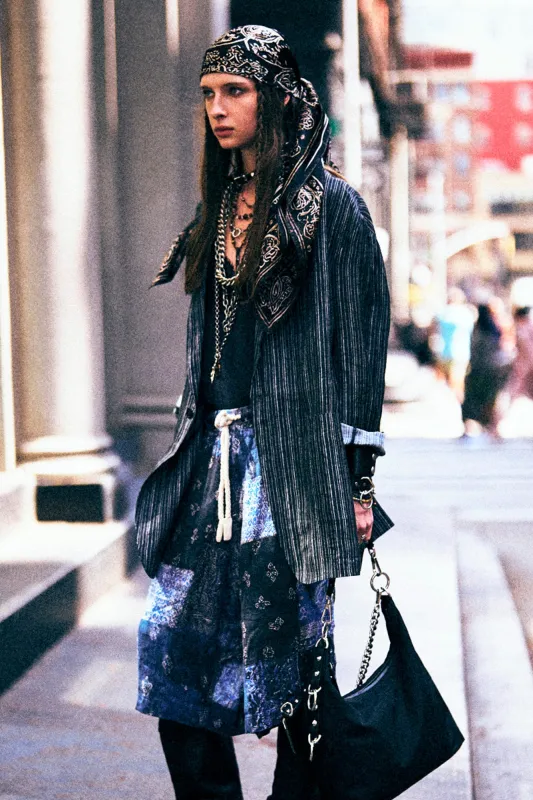 ELONGATED OVERSIZED RAGGED BLAZER - DARK GREY STRIPE made by R13