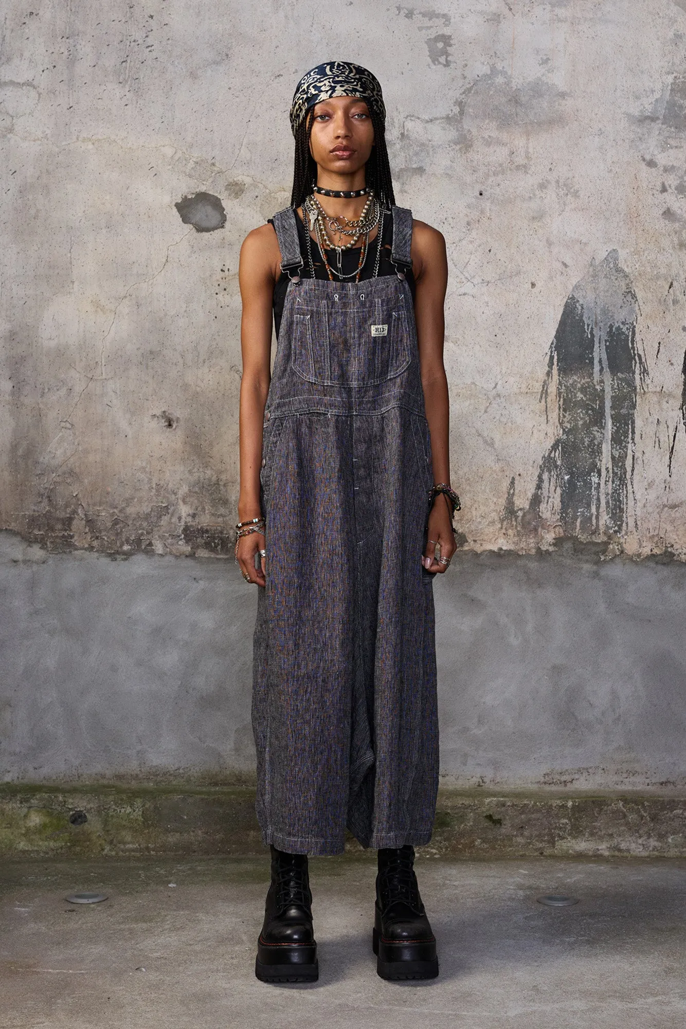 Jumbo Overall - Dark Grey Micro Stripe sold by R13 product image thumbnail 4