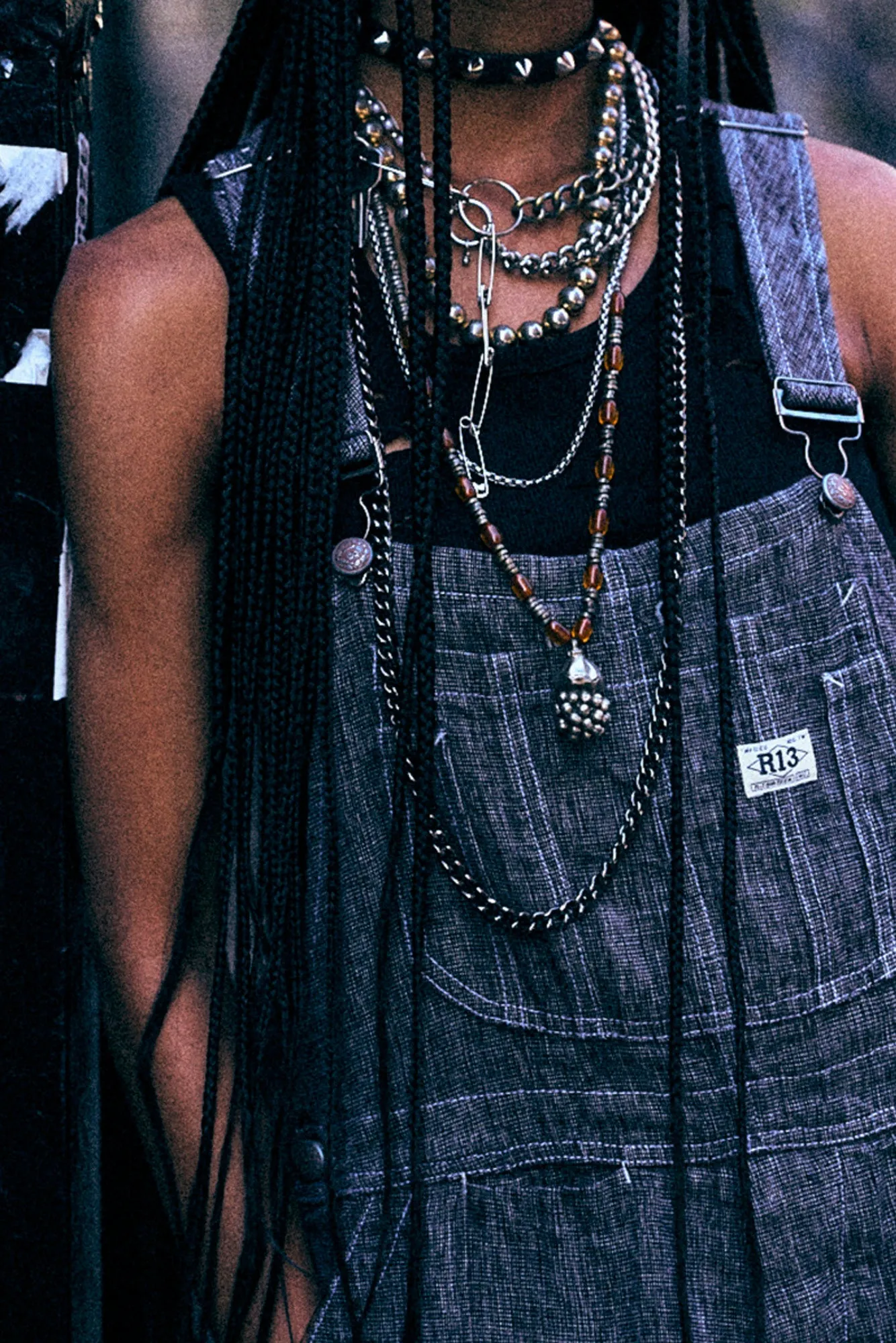 Jumbo Overall - Dark Grey Micro Stripe sold by R13 product image thumbnail 3