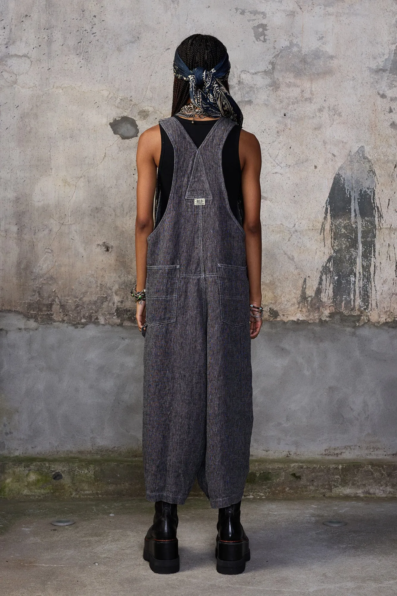 Jumbo Overall - Dark Grey Micro Stripe sold by R13 product image thumbnail 5