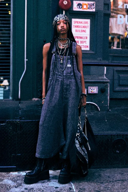 JUMBO OVERALL - DARK GREY MICRO STRIPE made by R13