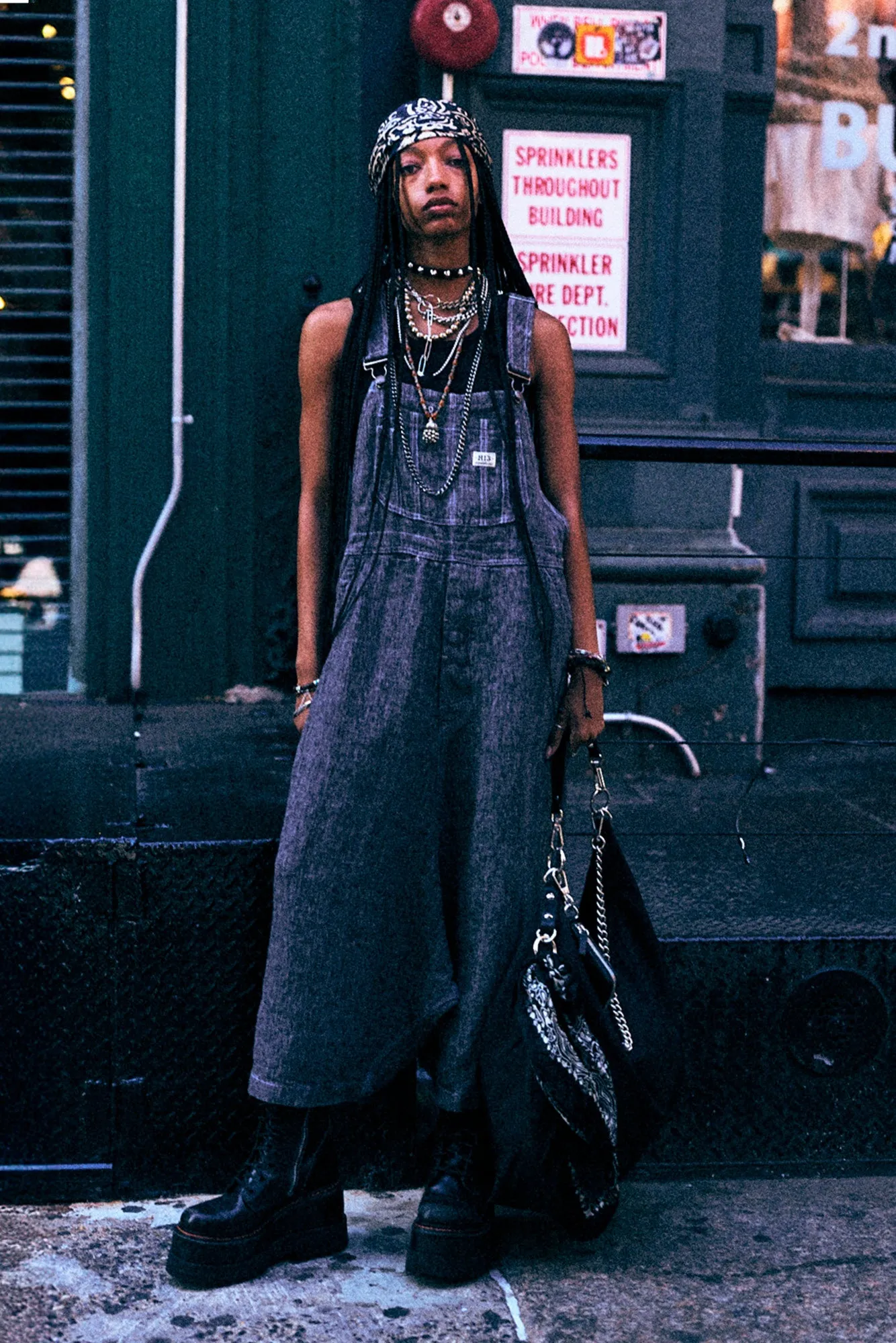 Jumbo Overall - Dark Grey Micro Stripe sold by R13
