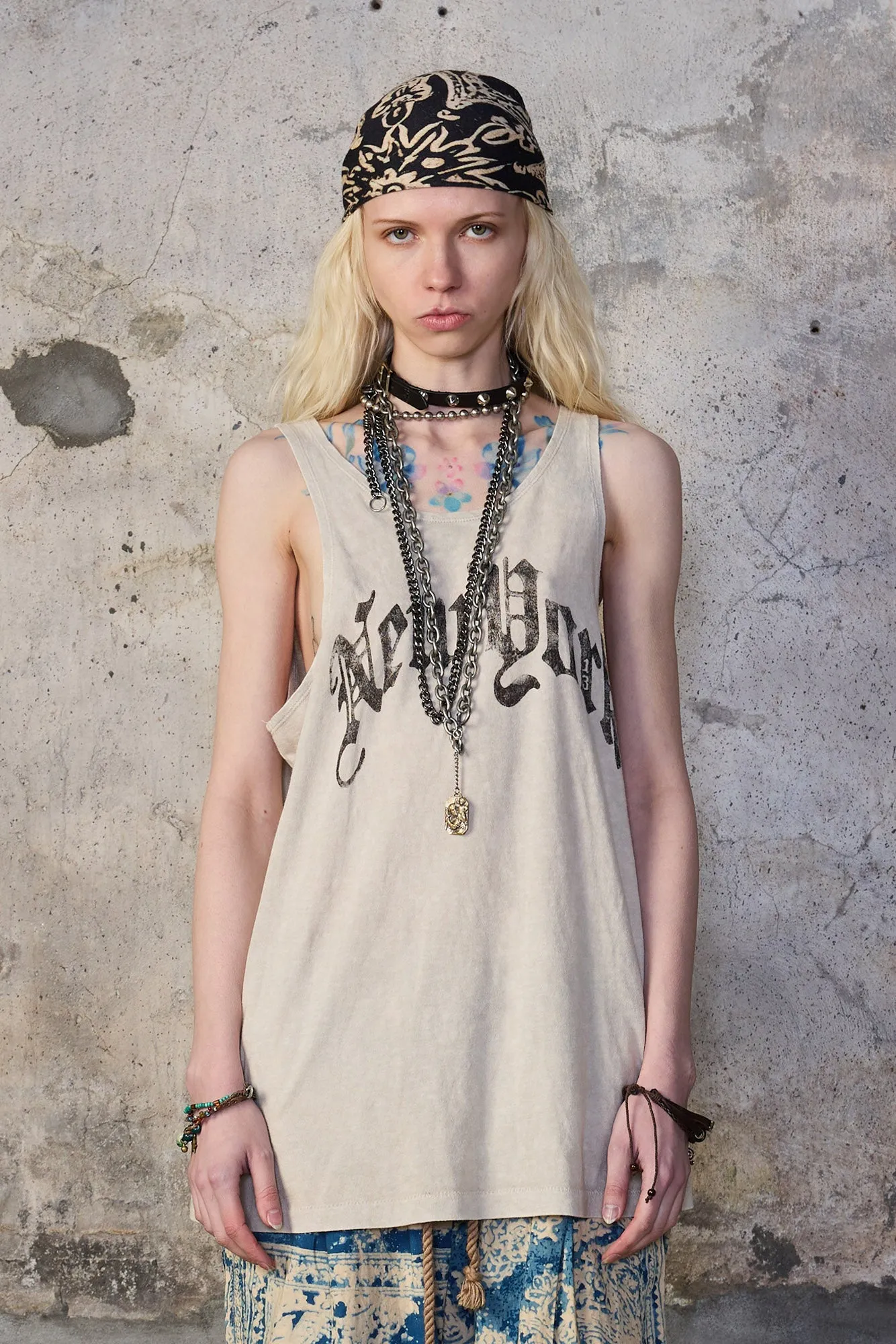NEW YORK RELAXED TANK - KHAKI ACID STONE sold by R13 product image thumbnail 4