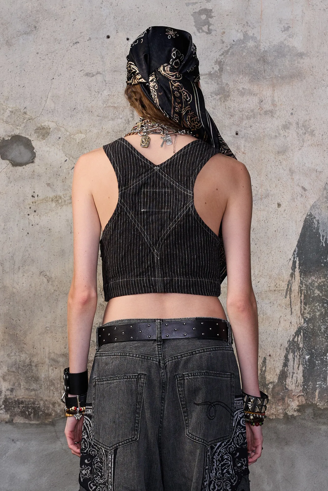 OVERALL BUSTIER - BROWN STRIPE sold by R13 product image thumbnail 5