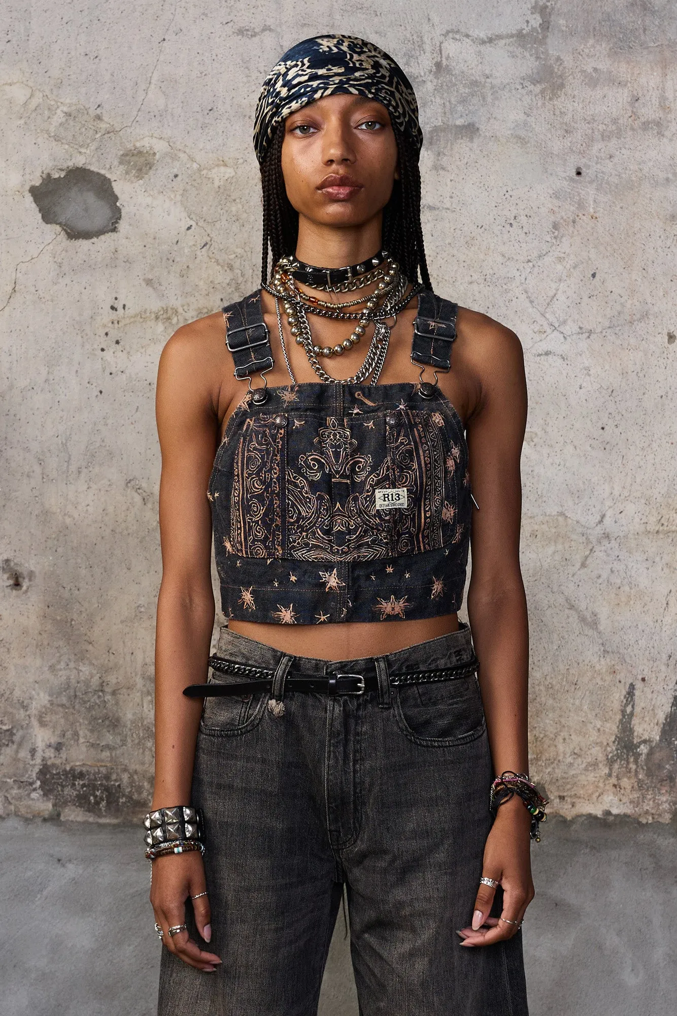 OVERALL BUSTIER - BLACK BANDANA sold by R13 product image thumbnail 4