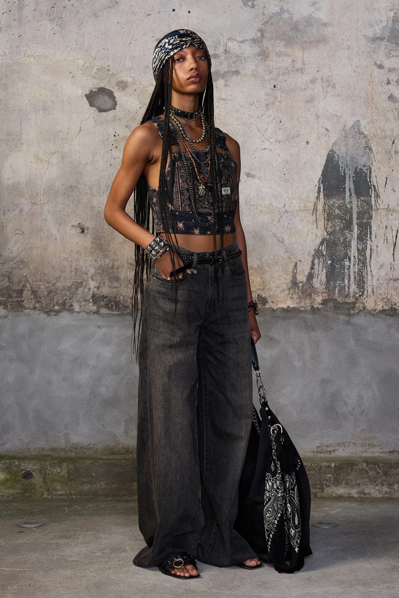 OVERALL BUSTIER - BLACK BANDANA sold by R13 product image thumbnail 2