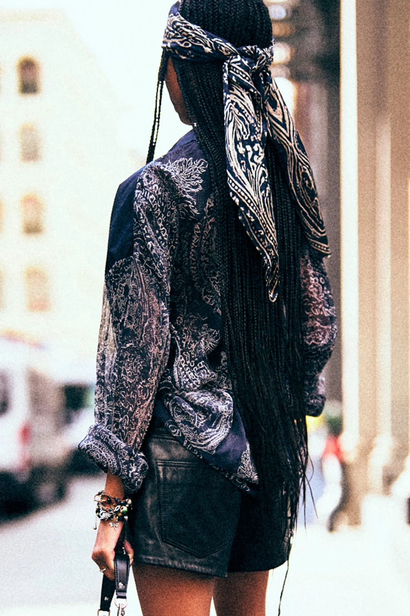 Overlay Drop Neck Shirt - Navy Blue Abstract Bandana sold by R13 product image thumbnail 3