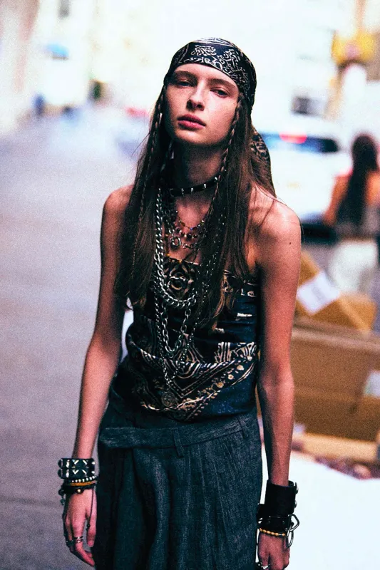 OVERSIZED BANDANA SCARF - BLUE made by R13