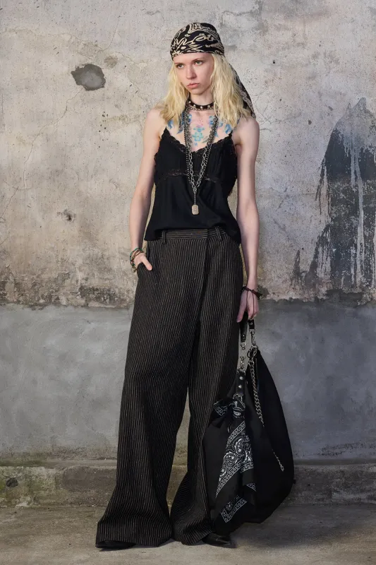 OVERSIZED CROSSOVER PANT - BROWN STRIPE made by R13