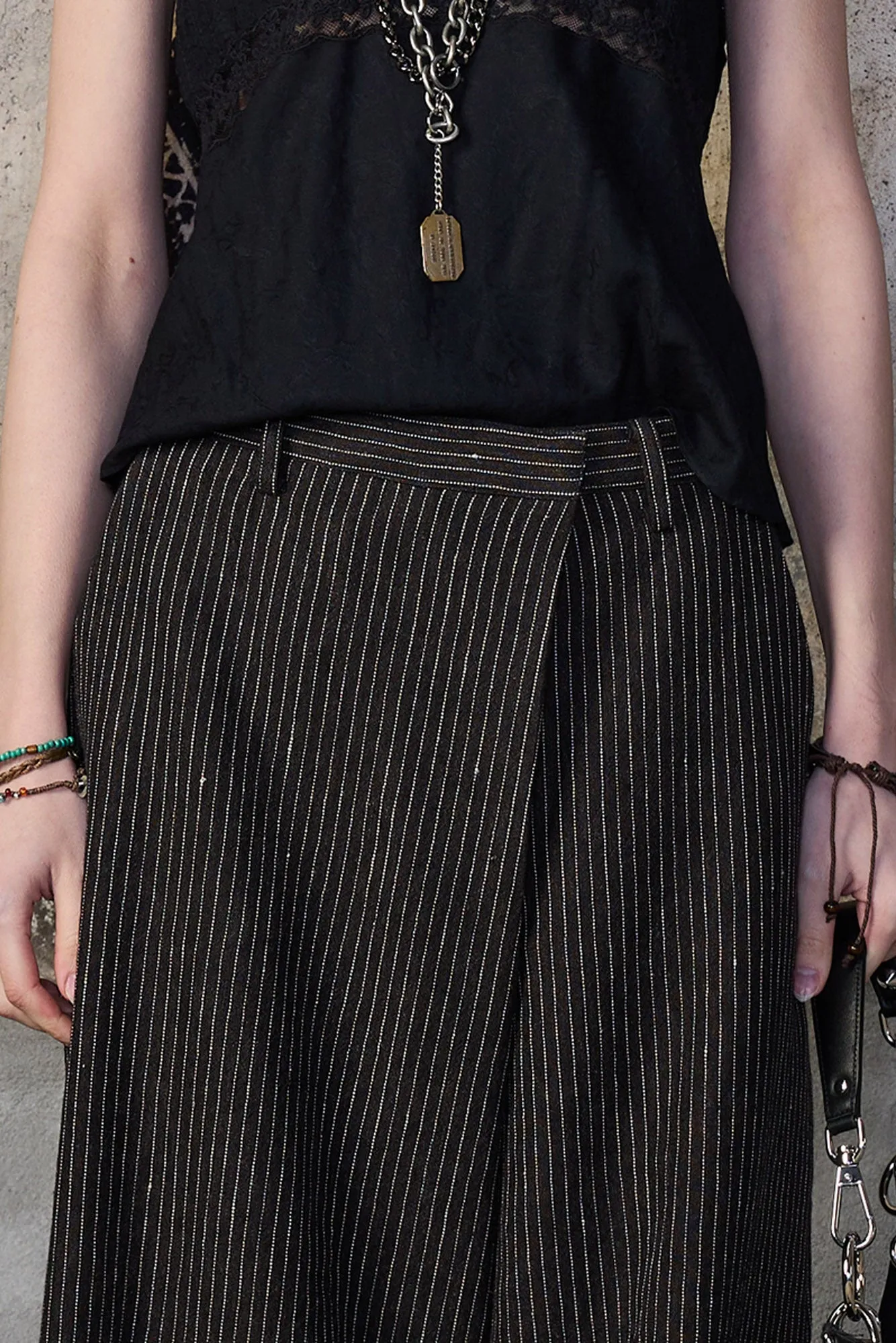 OVERSIZED CROSSOVER PANT - BROWN STRIPE sold by R13 product image thumbnail 2