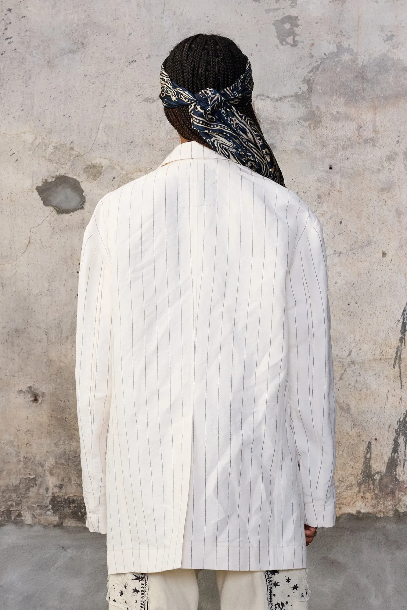 OVERSIZED RAGGED BLAZER - WHITE MINI STRIPE sold by R13 product image thumbnail 5