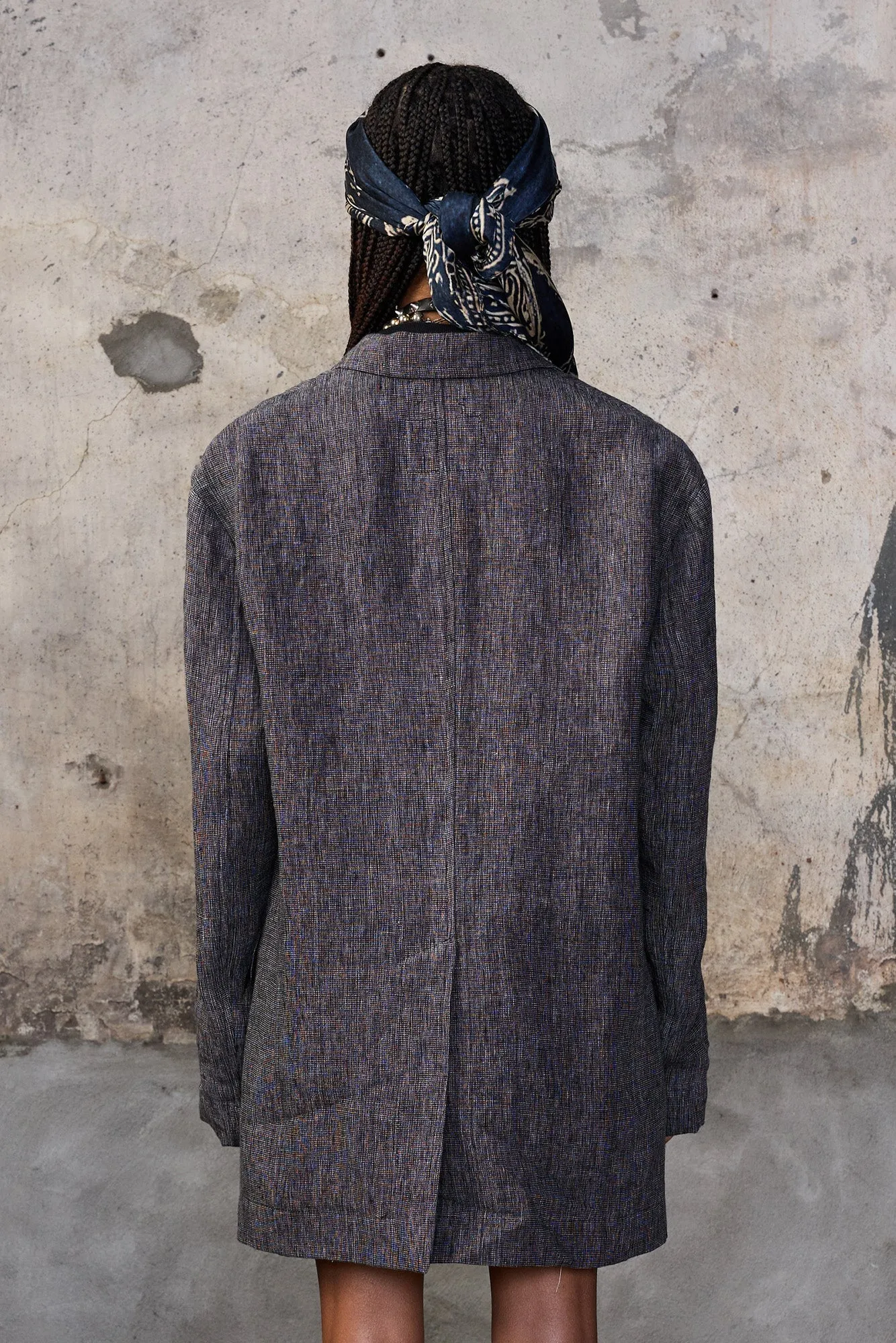 Oversized Ragged Blazer - Dark Grey Micro Stripe sold by R13 product image thumbnail 4