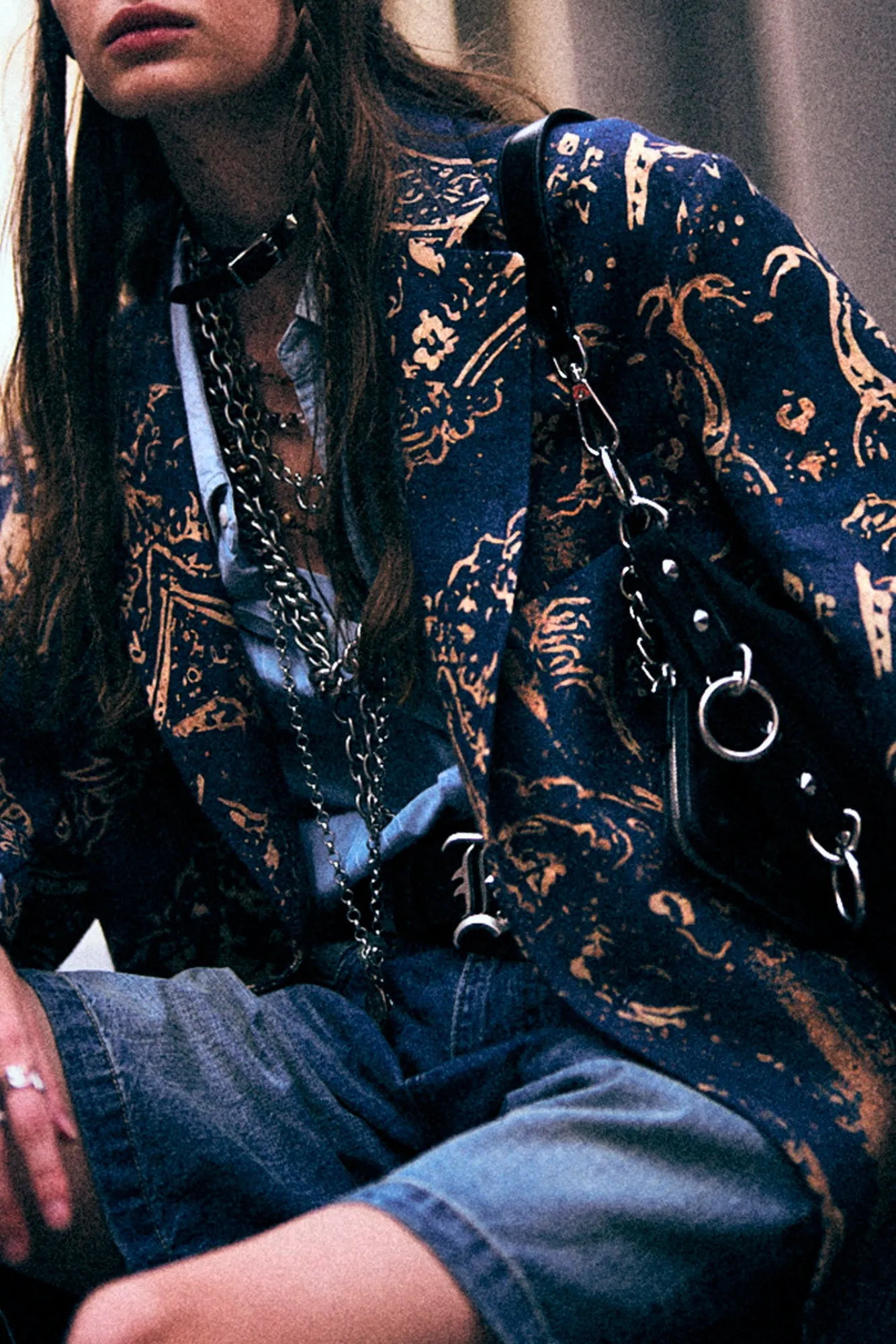OVERSIZED RAGGED BLAZER - BLUE BANDANA sold by R13 product image thumbnail 3