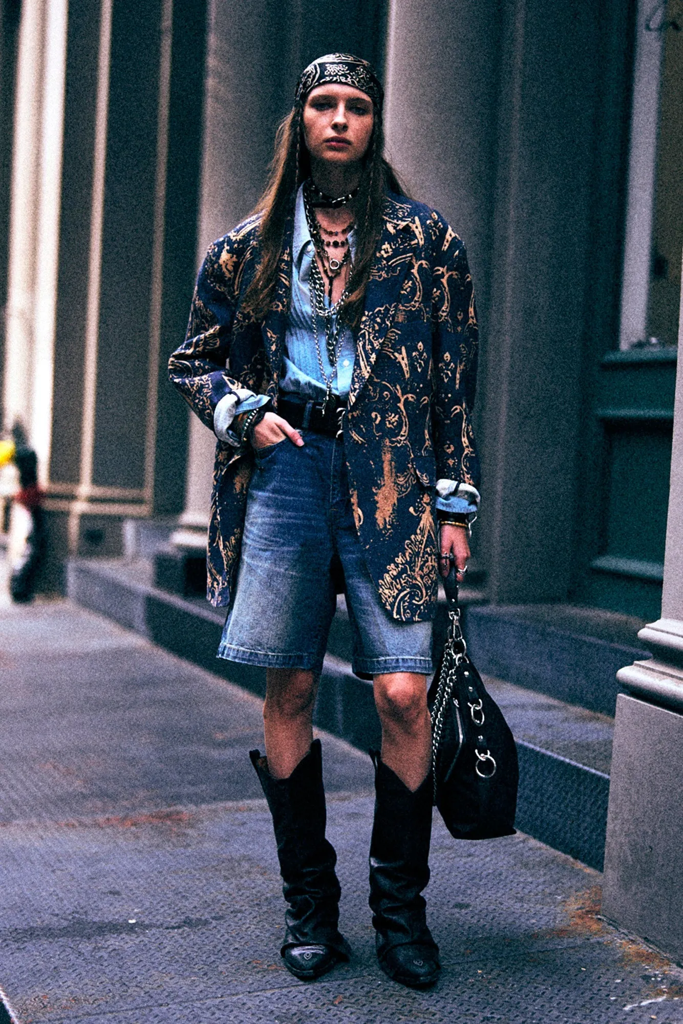OVERSIZED RAGGED BLAZER - BLUE BANDANA sold by R13 product image thumbnail 2