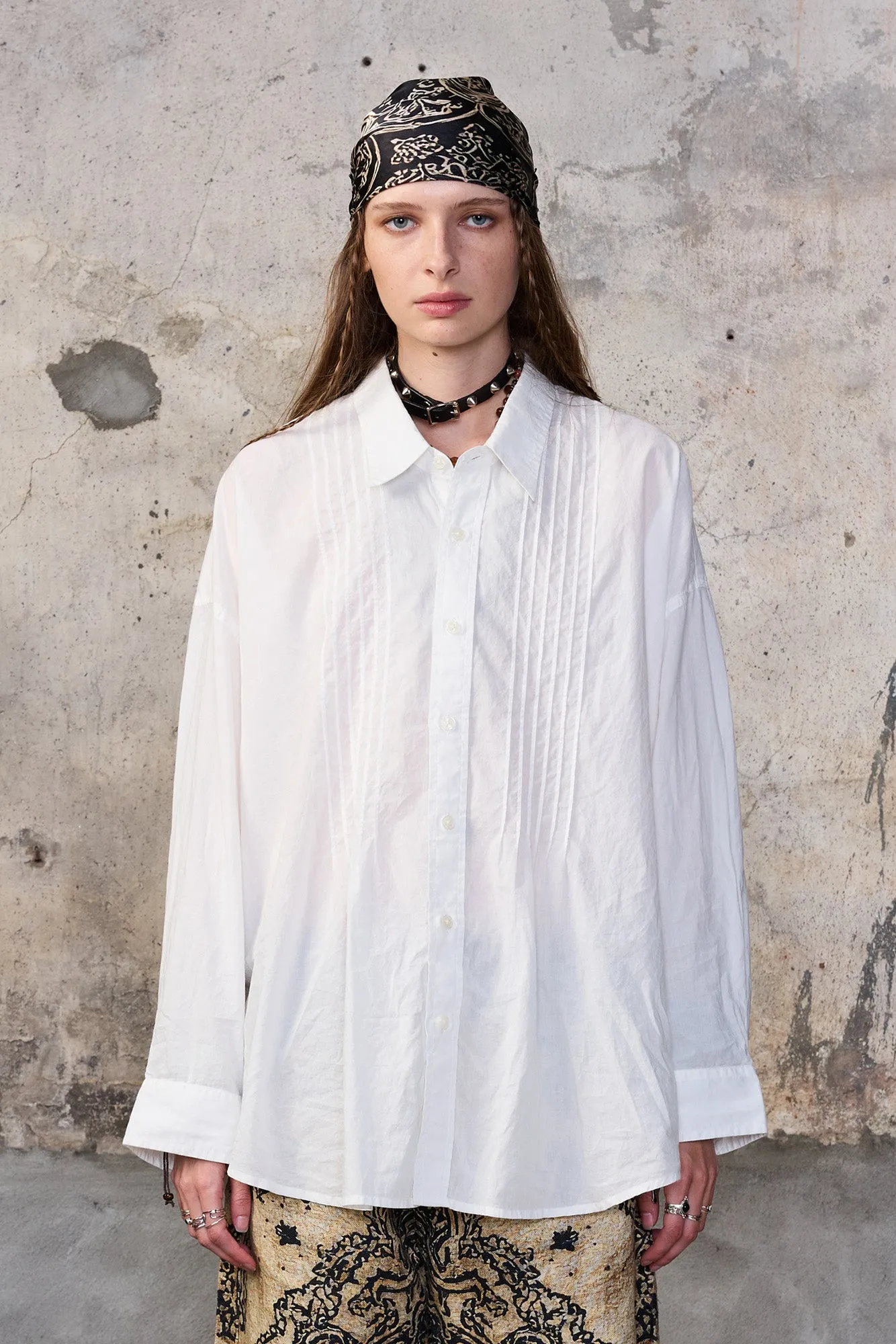 Pintuck Drop Neck Shirt - White sold by R13 product image thumbnail 4