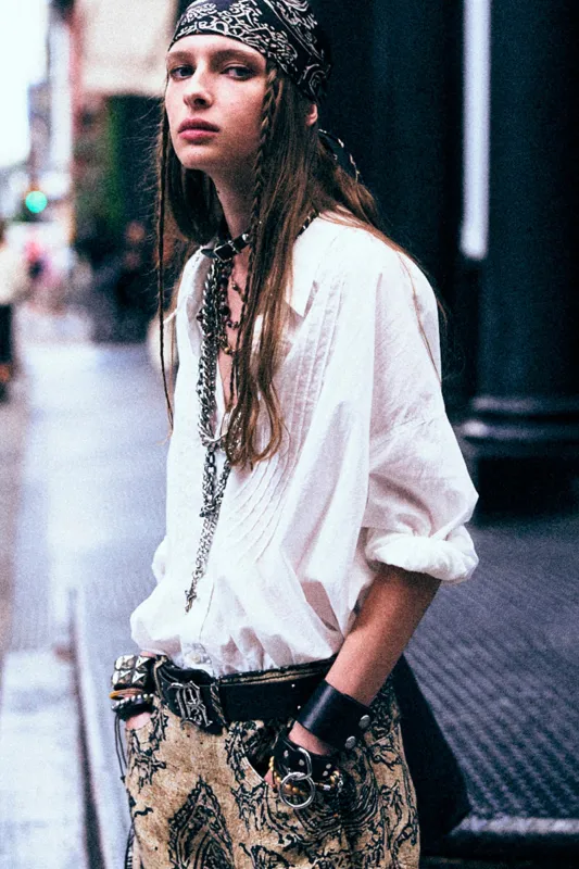 Pintuck Drop Neck Shirt - White made by R13
