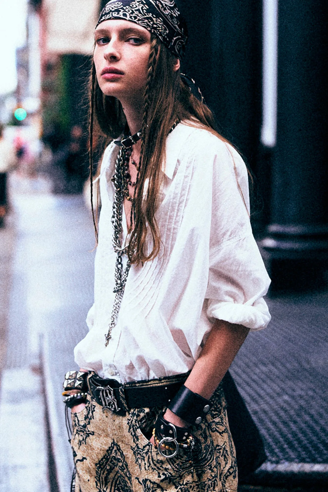 Pintuck Drop Neck Shirt - White sold by R13