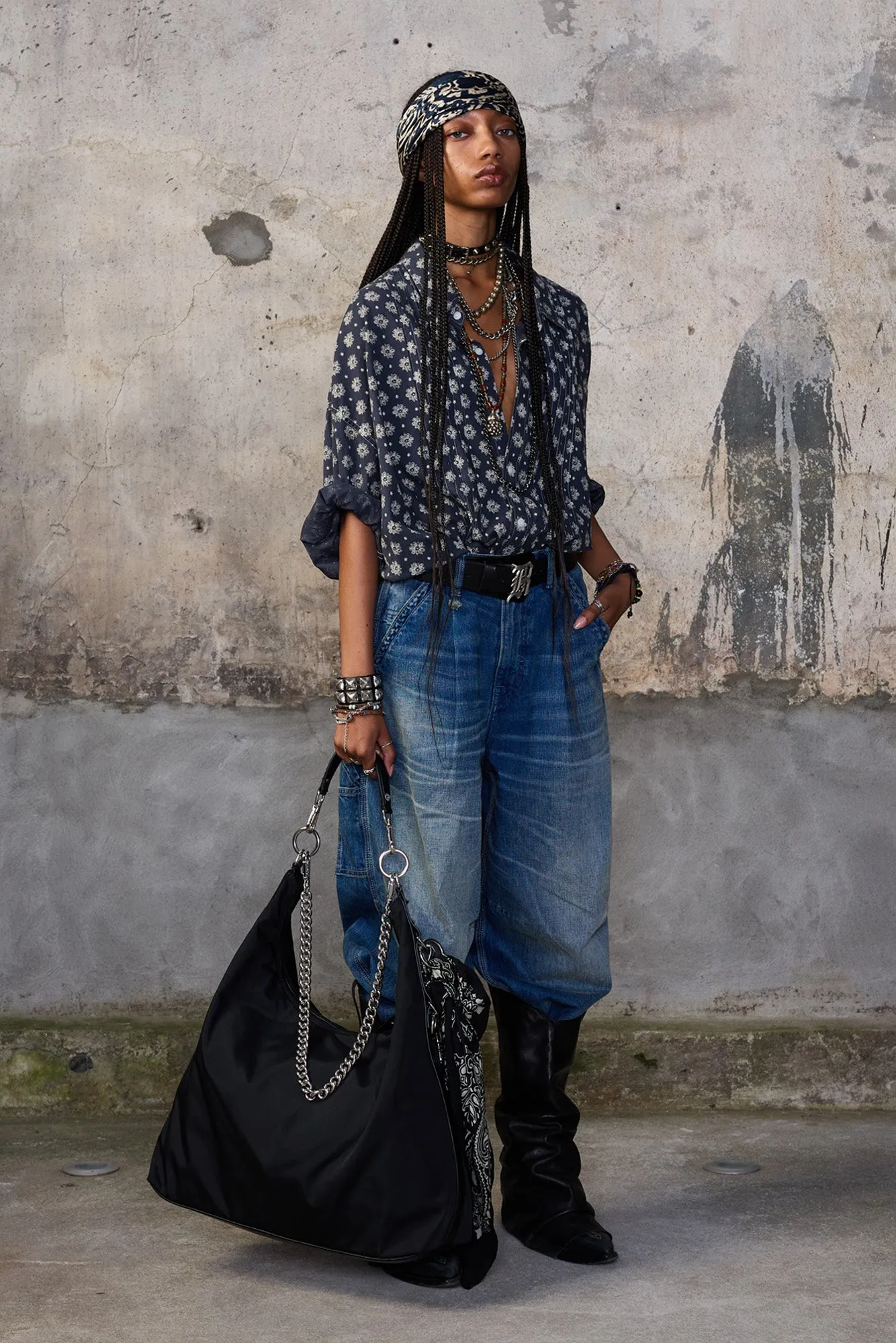 PINTUCK DROPNECK SHIRT - AIRY INDIGO BLOSSOM sold by R13 product image thumbnail 2