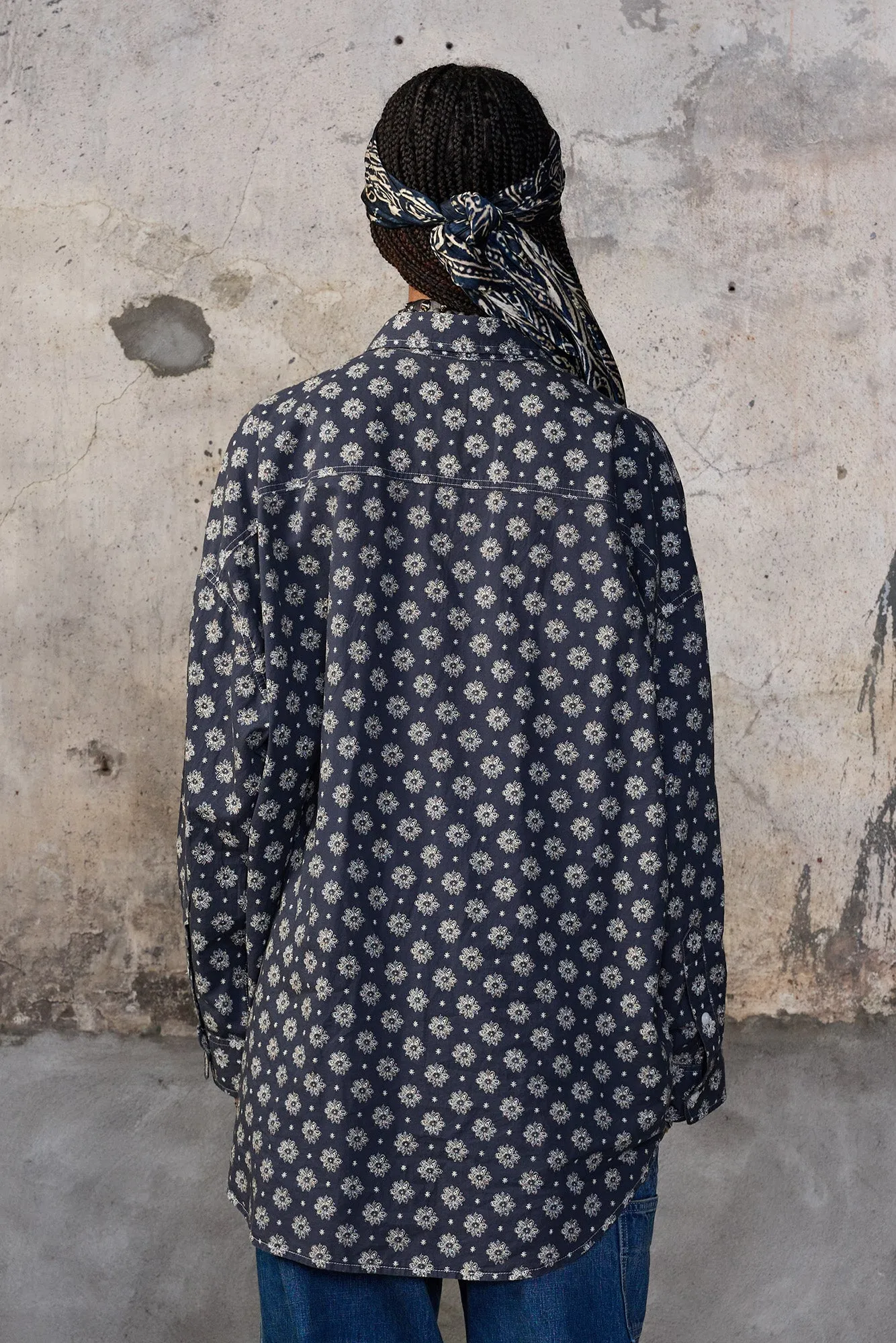 PINTUCK DROPNECK SHIRT - AIRY INDIGO BLOSSOM sold by R13 product image thumbnail 5