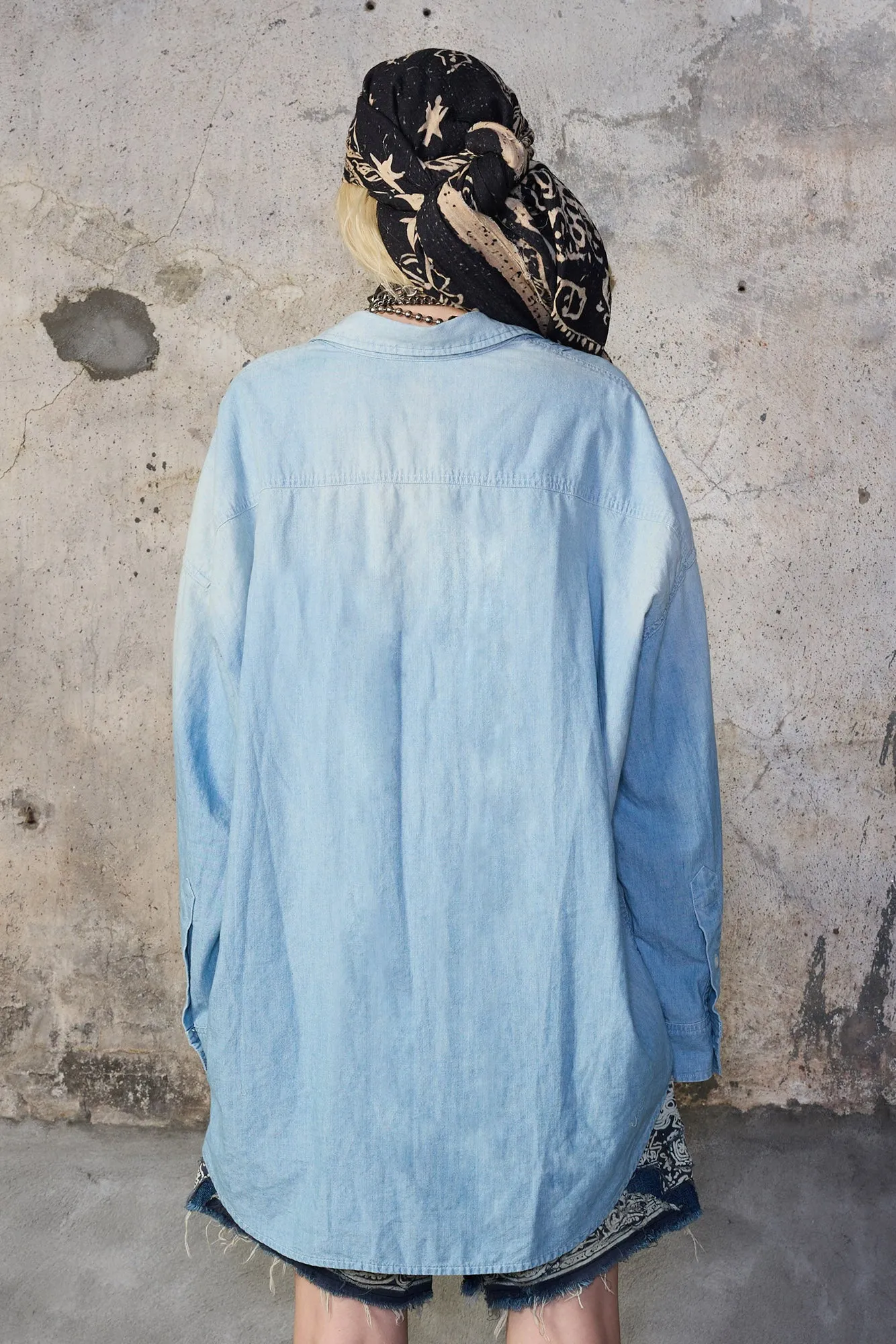 PINTUCK DROPNECK SHIRT - WORN BLUE CHAMBRAY sold by R13 product image thumbnail 5