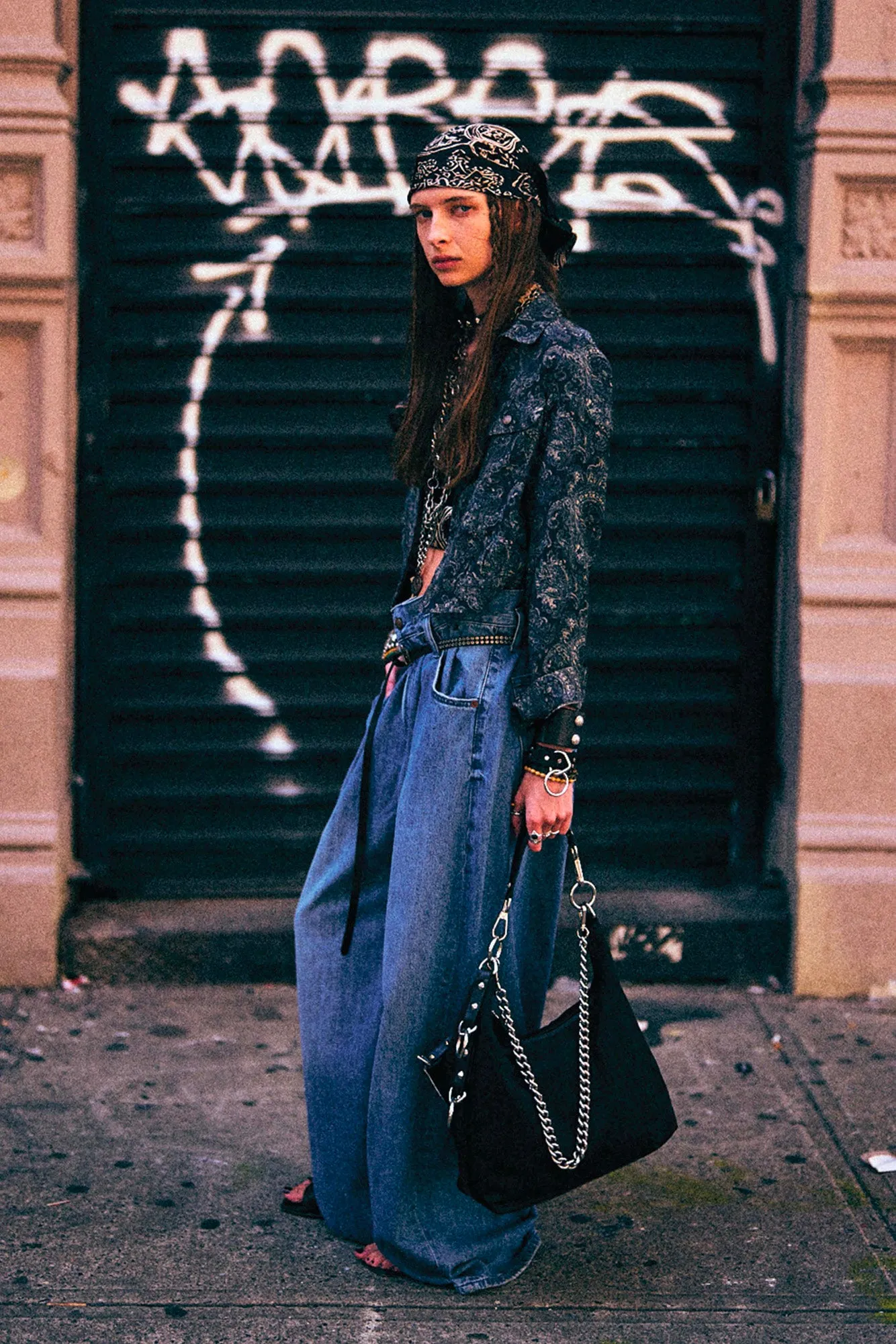 PLEATED WAISTBAND JEAN - CONCRETE BLUE sold by R13