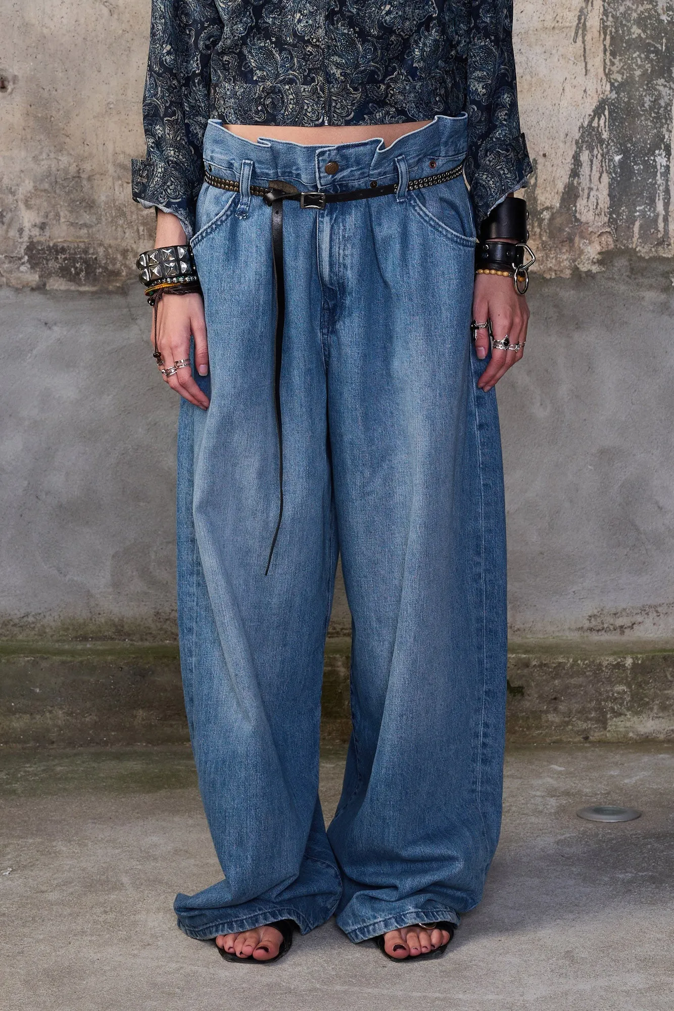PLEATED WAISTBAND JEAN - CONCRETE BLUE sold by R13 product image thumbnail 3