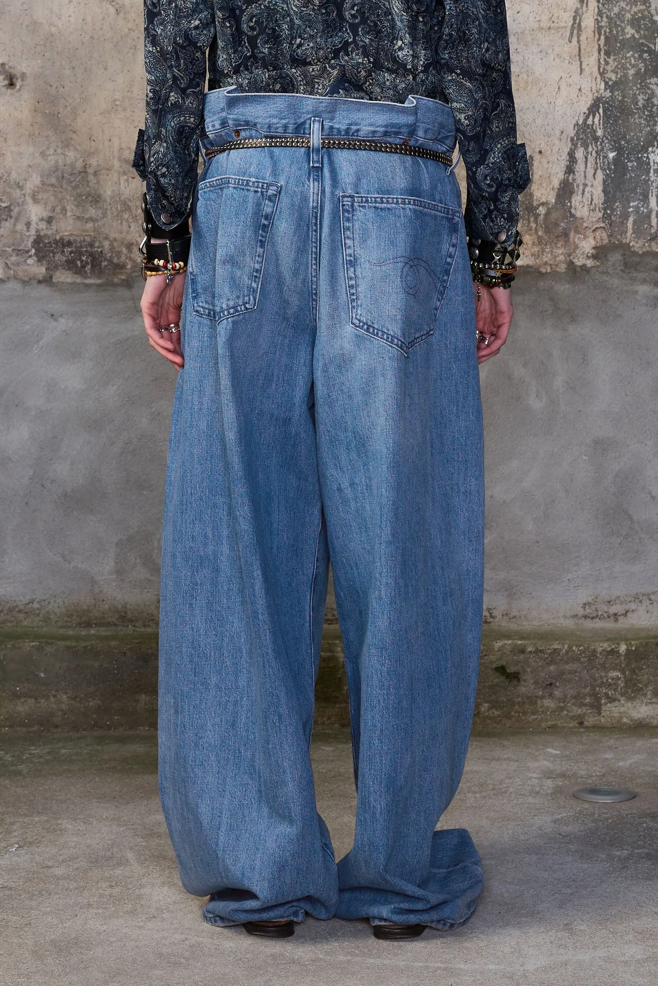 PLEATED WAISTBAND JEAN - CONCRETE BLUE sold by R13 product image thumbnail 4