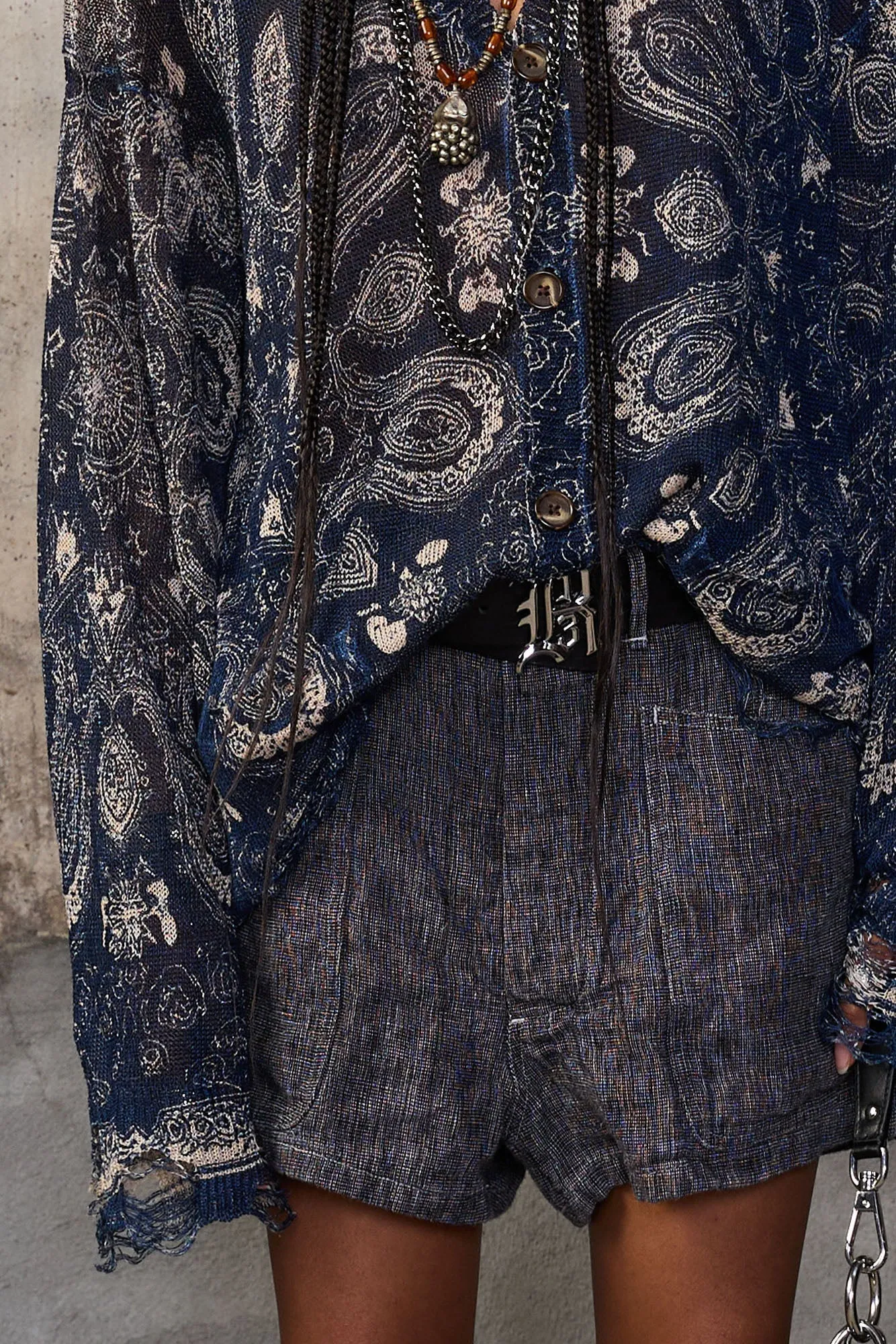 PRINTED BOYFRIEND CARDIGAN - BLUE BANDANA sold by R13 product image thumbnail 3