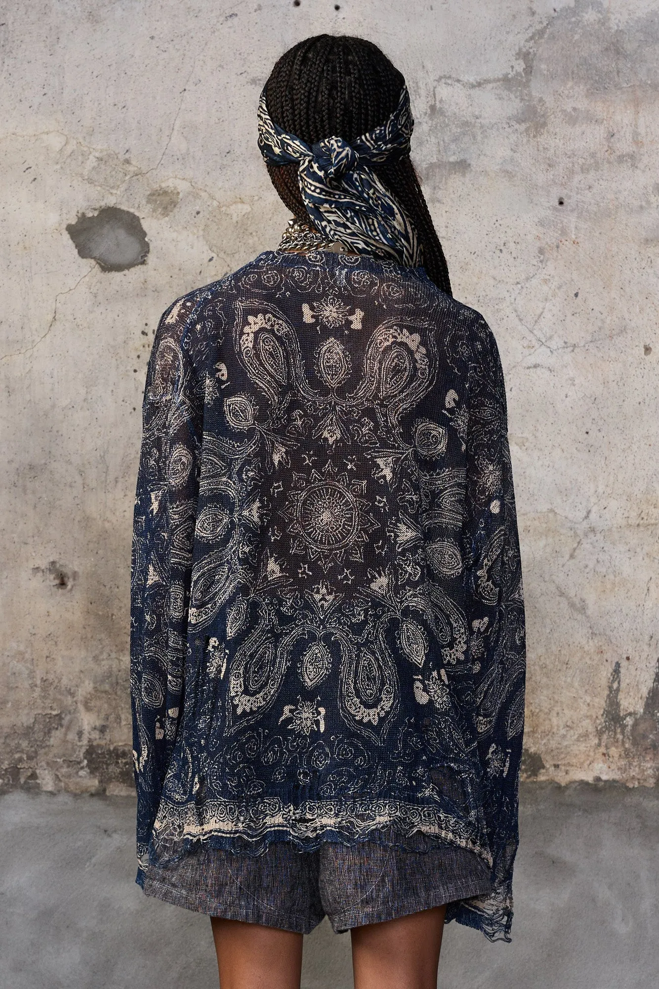 PRINTED BOYFRIEND CARDIGAN - BLUE BANDANA sold by R13 product image thumbnail 5