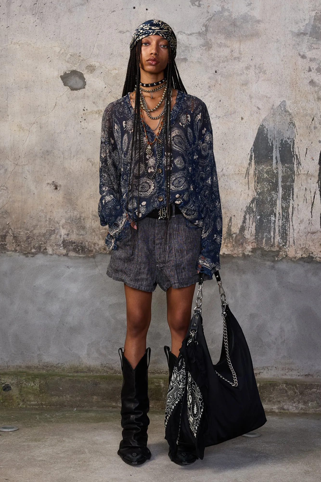 PRINTED BOYFRIEND CARDIGAN - BLUE BANDANA sold by R13 product image thumbnail 2