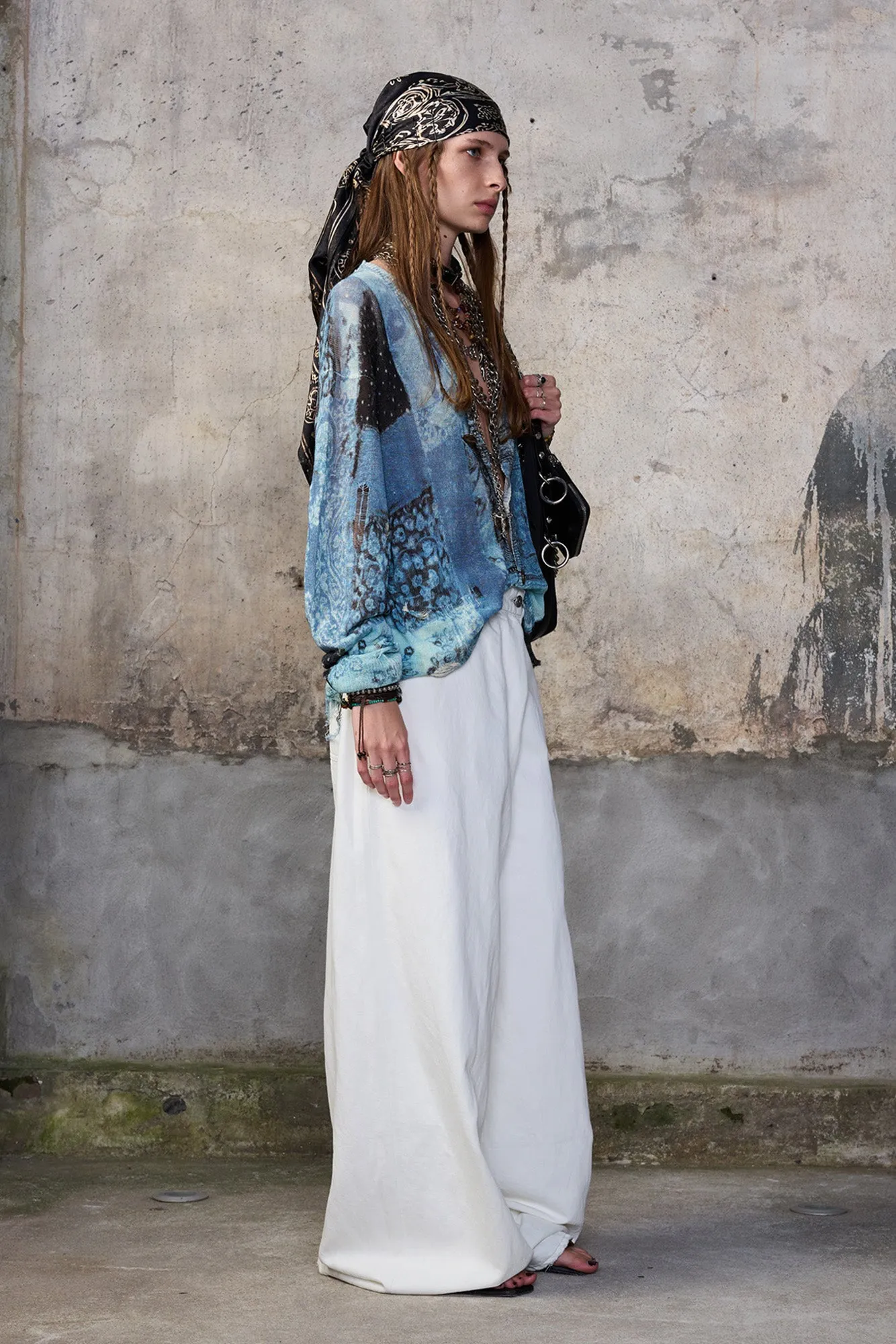 PRINTED BOYFRIEND CARDIGAN - BLUE MULTI BANDANA sold by R13 product image thumbnail 2