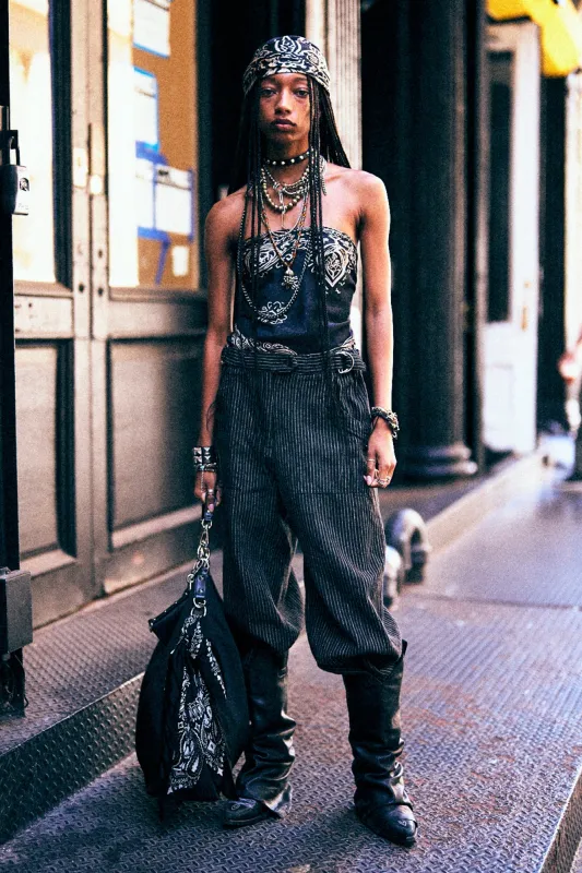 RELAXED CROPPED WORK PANT - BROWN STRIPE made by R13